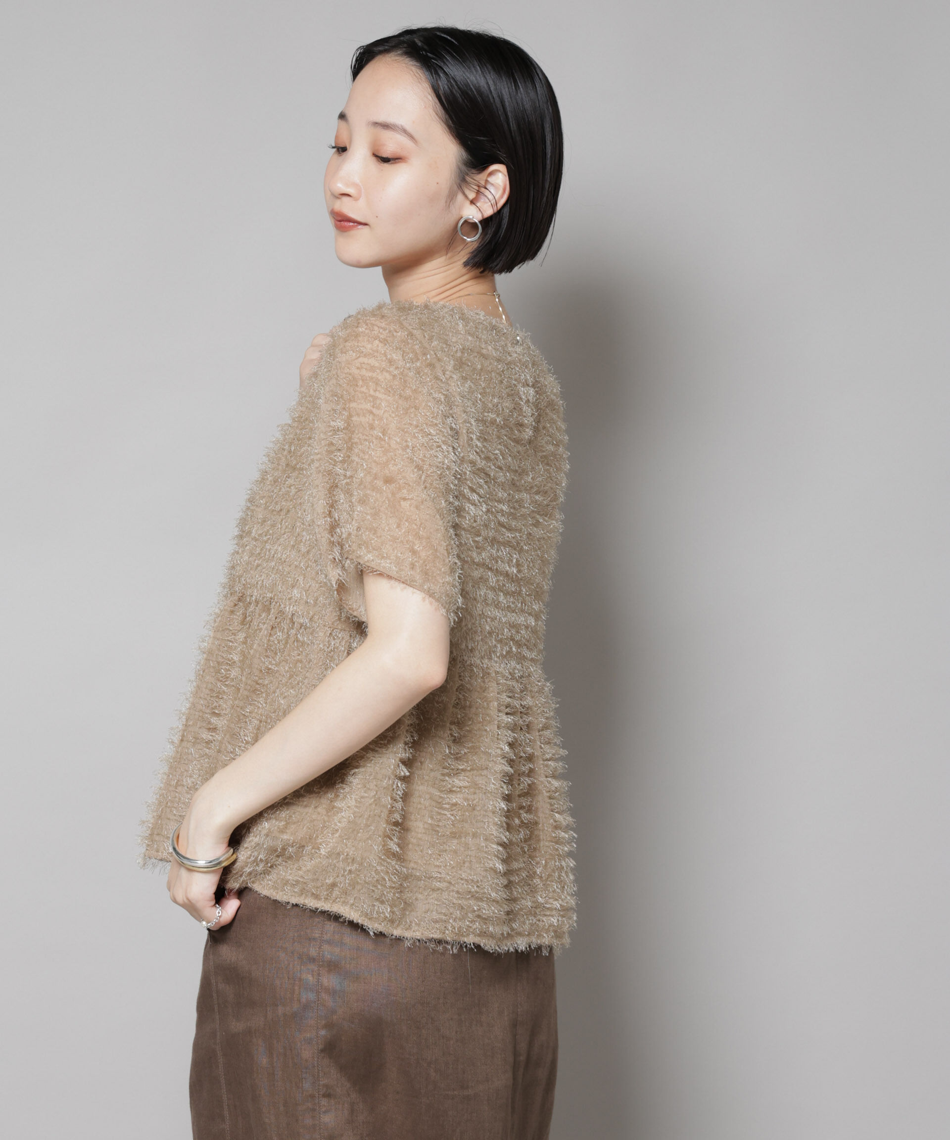 nano･universe「フリンジシフォンギャザーブラウス(セットアップ可)」|シャツ・ブラウス|