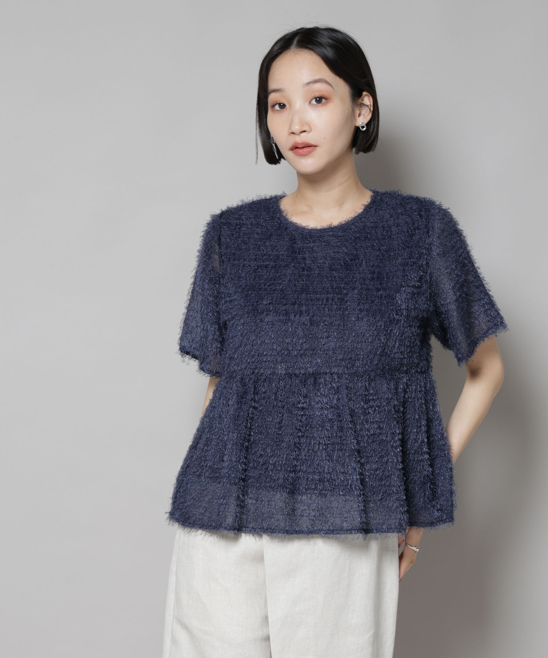 nano･universe「フリンジシフォンギャザーブラウス(セットアップ可)」|シャツ・ブラウス|