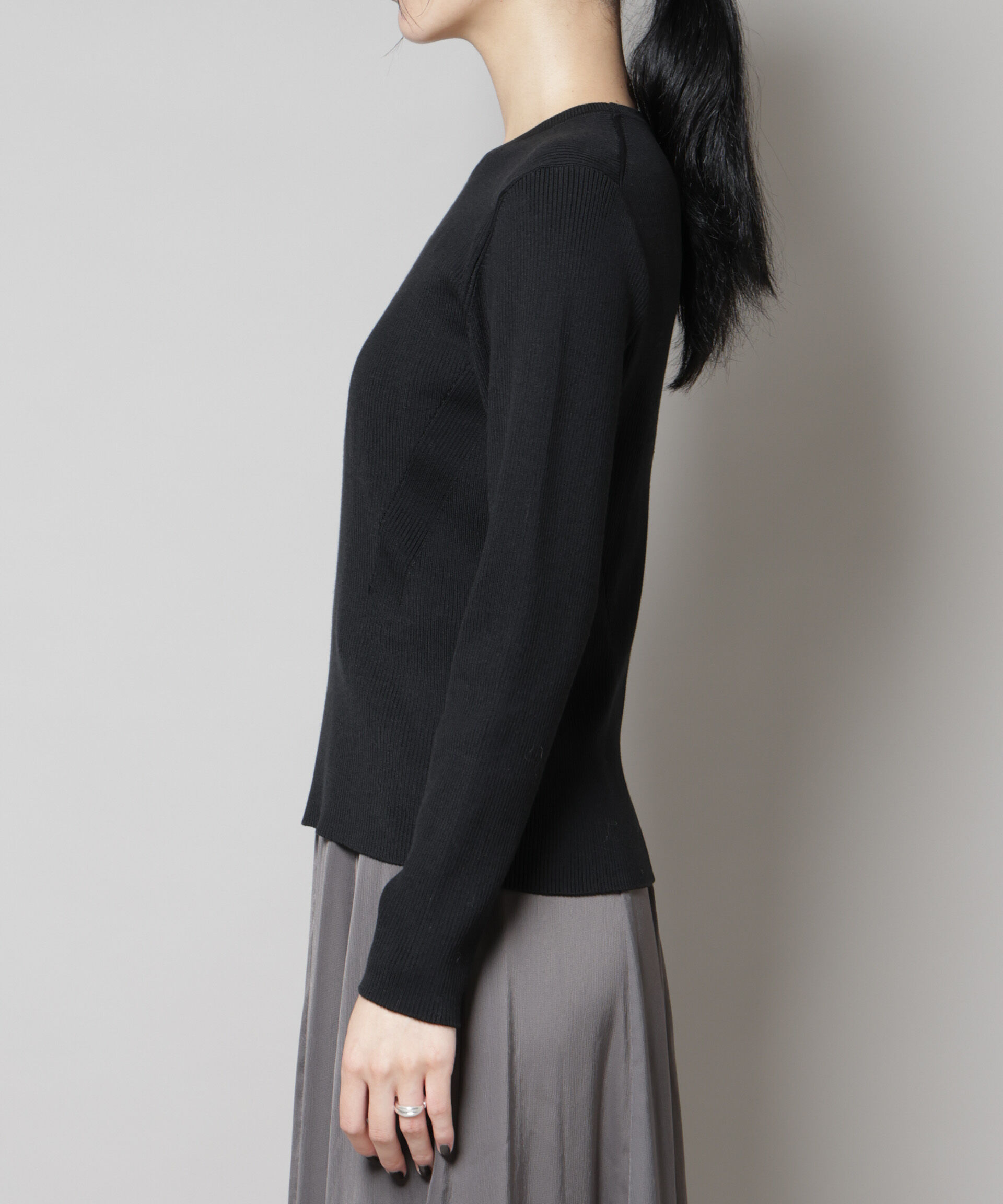 nano･universe「CICA&UVカット加工クルーネックリブニット」|ニット・セーター|