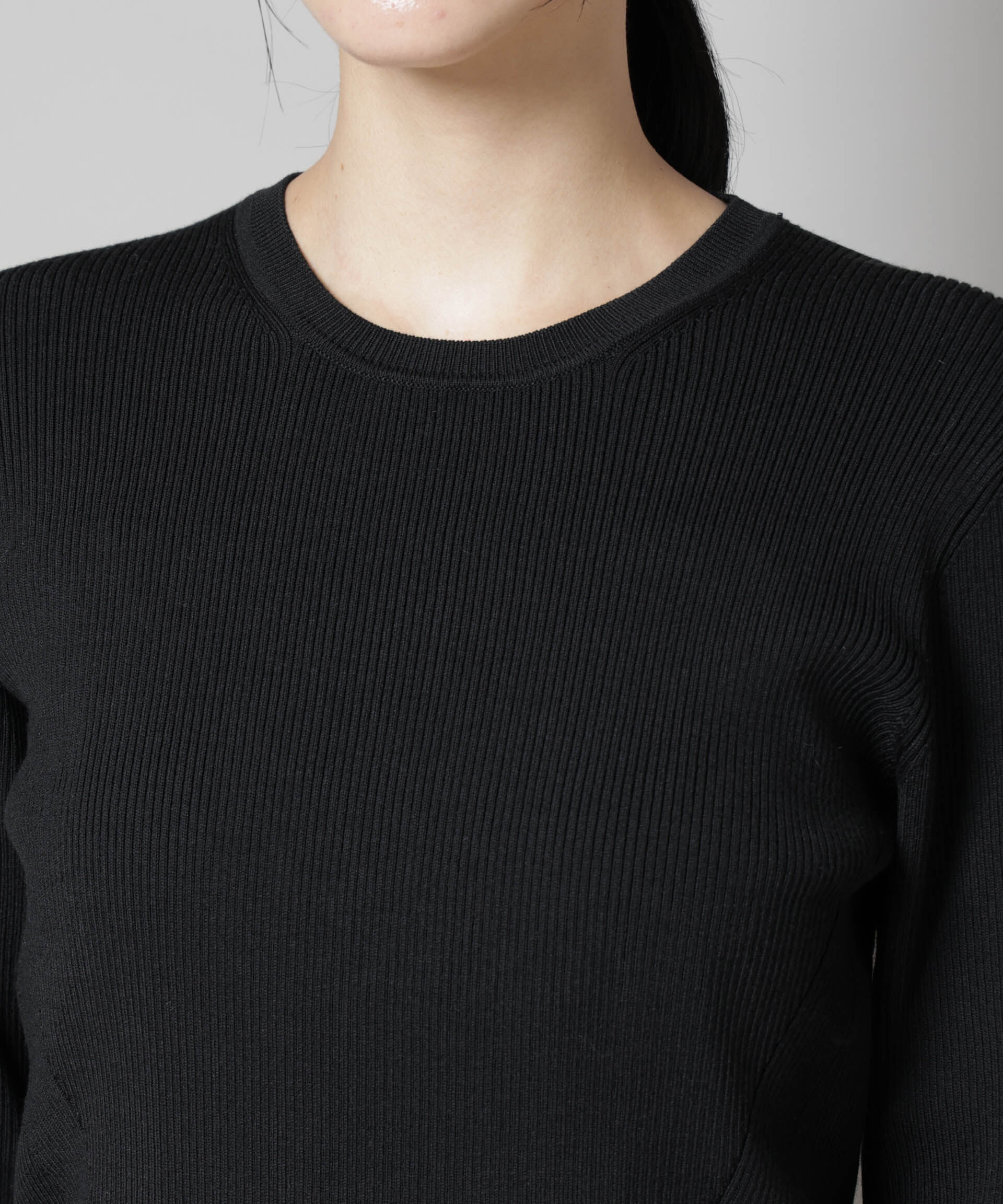 nano･universe「CICA&UVカット加工クルーネックリブニット」|ニット・セーター|