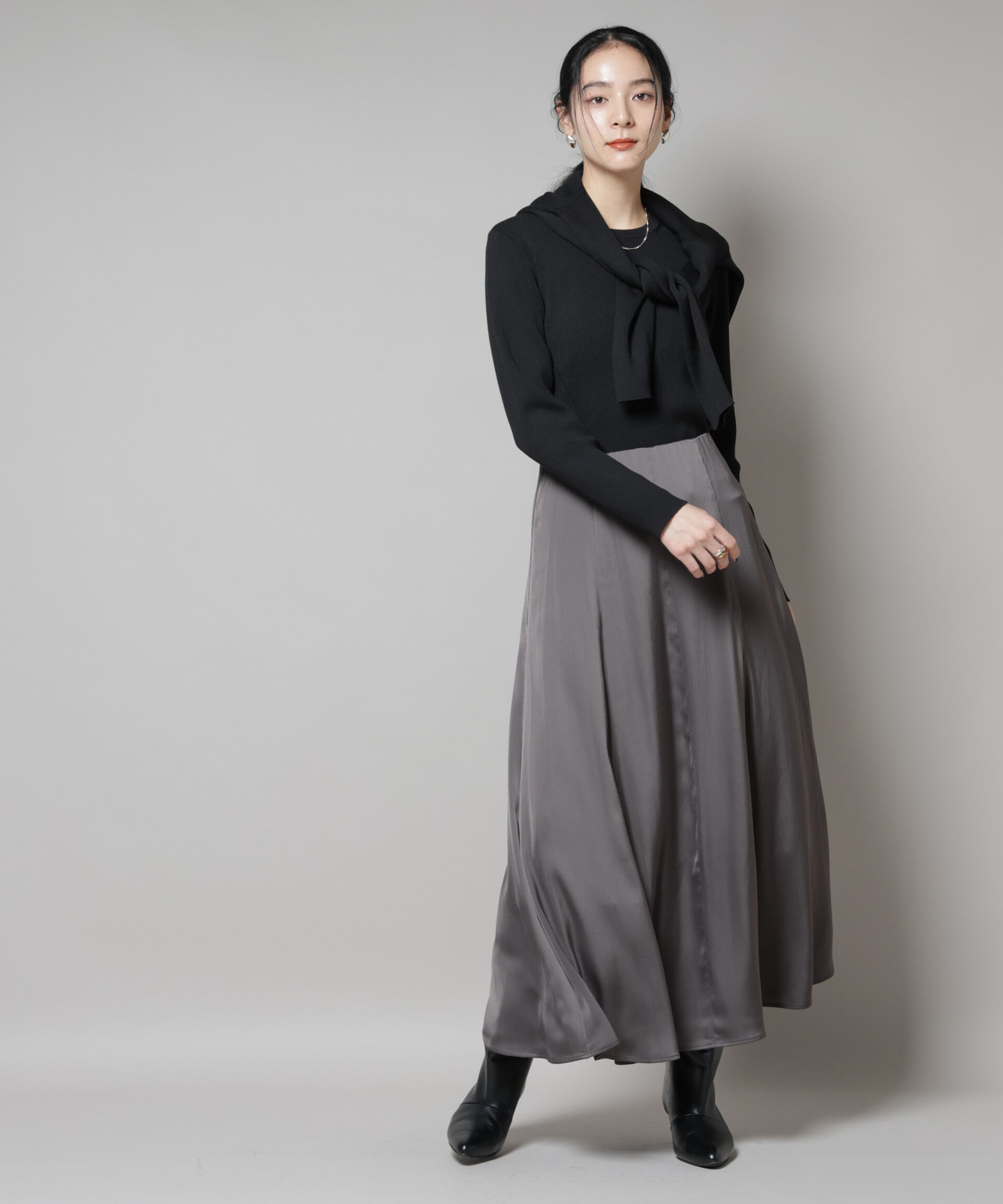 nano･universe「CICA&UVカット加工クルーネックリブニット」|ニット・セーター|