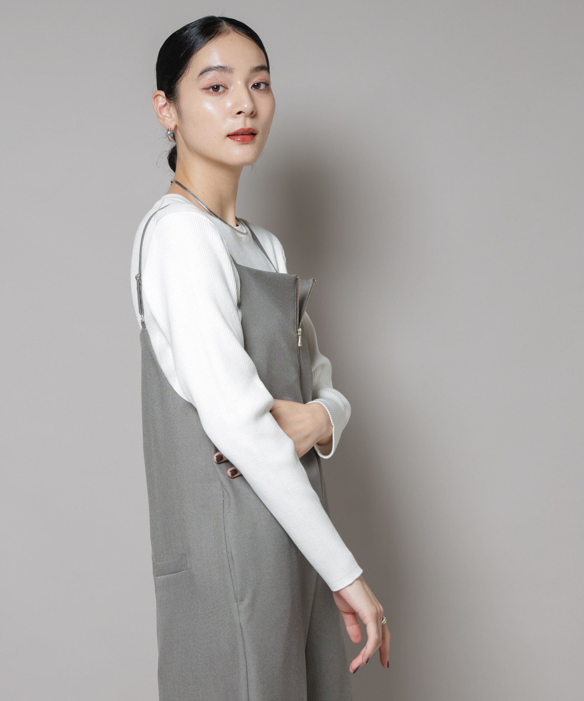 nano･universe「CICA&UVカット加工クルーネックリブニット」|ニット・セーター|