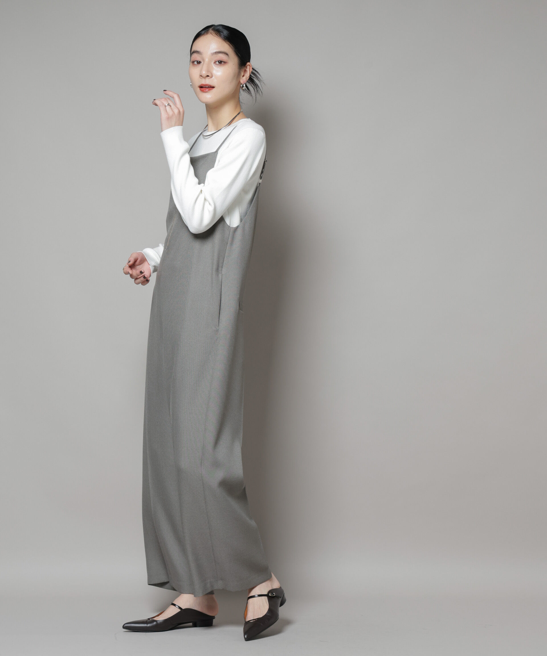 nano･universe「CICA&UVカット加工クルーネックリブニット」|ニット・セーター|