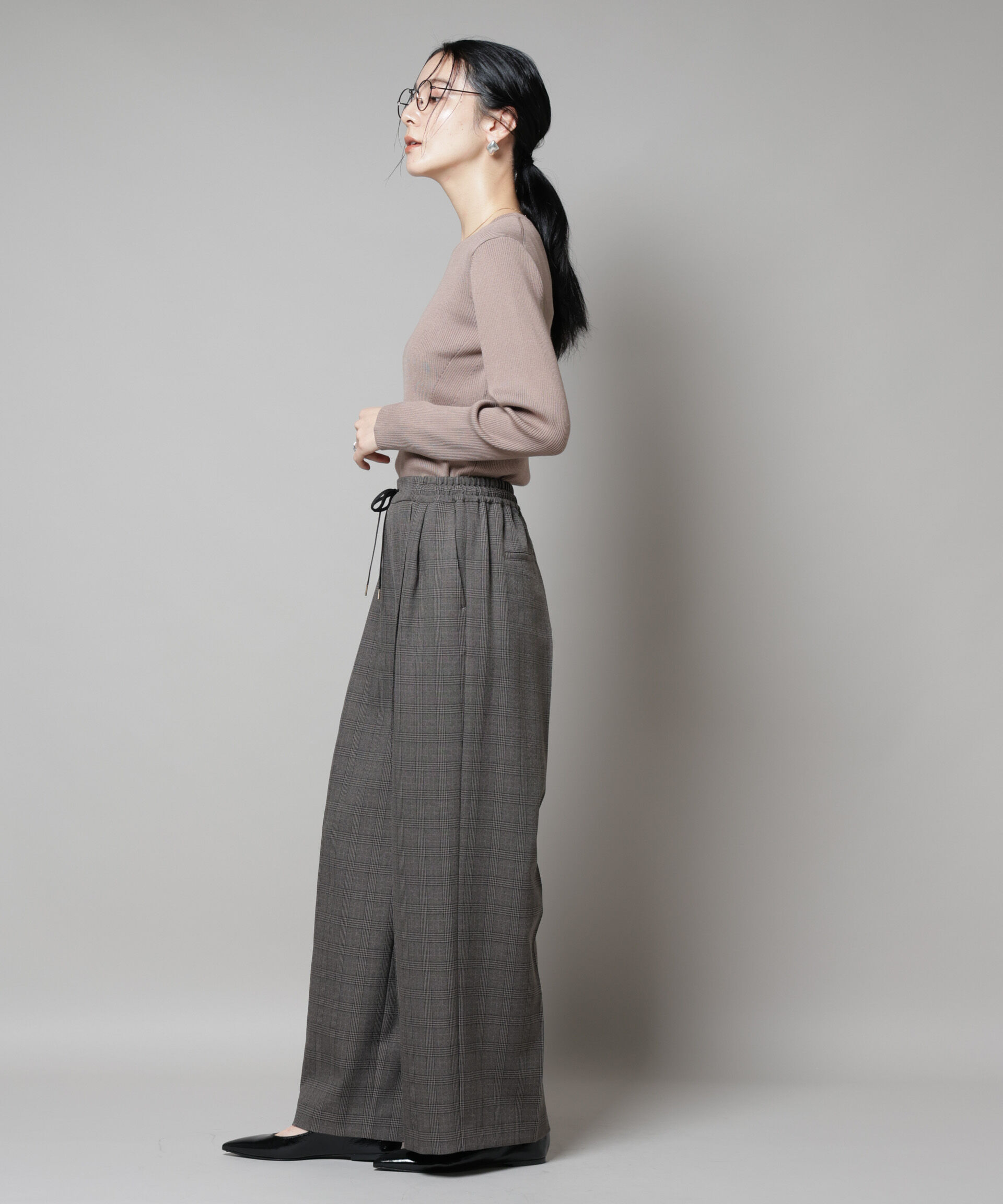 nano･universe「CICA&UVカット加工クルーネックリブニット」|ニット・セーター|