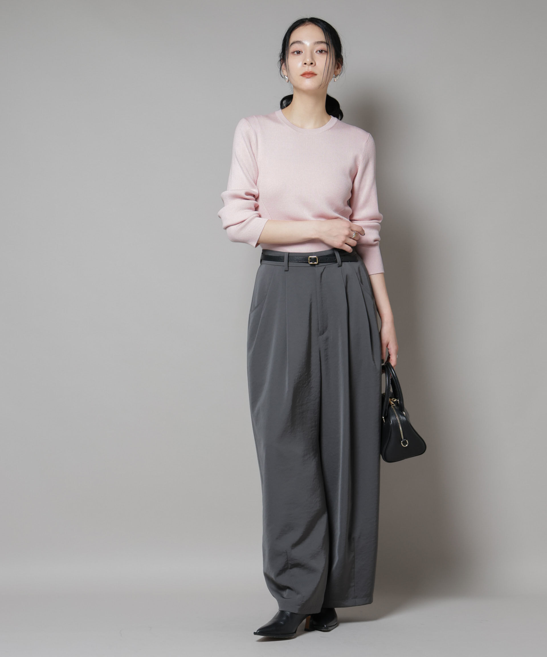 nano･universe「CICA&UVカット加工クルーネックリブニット」|ニット・セーター|