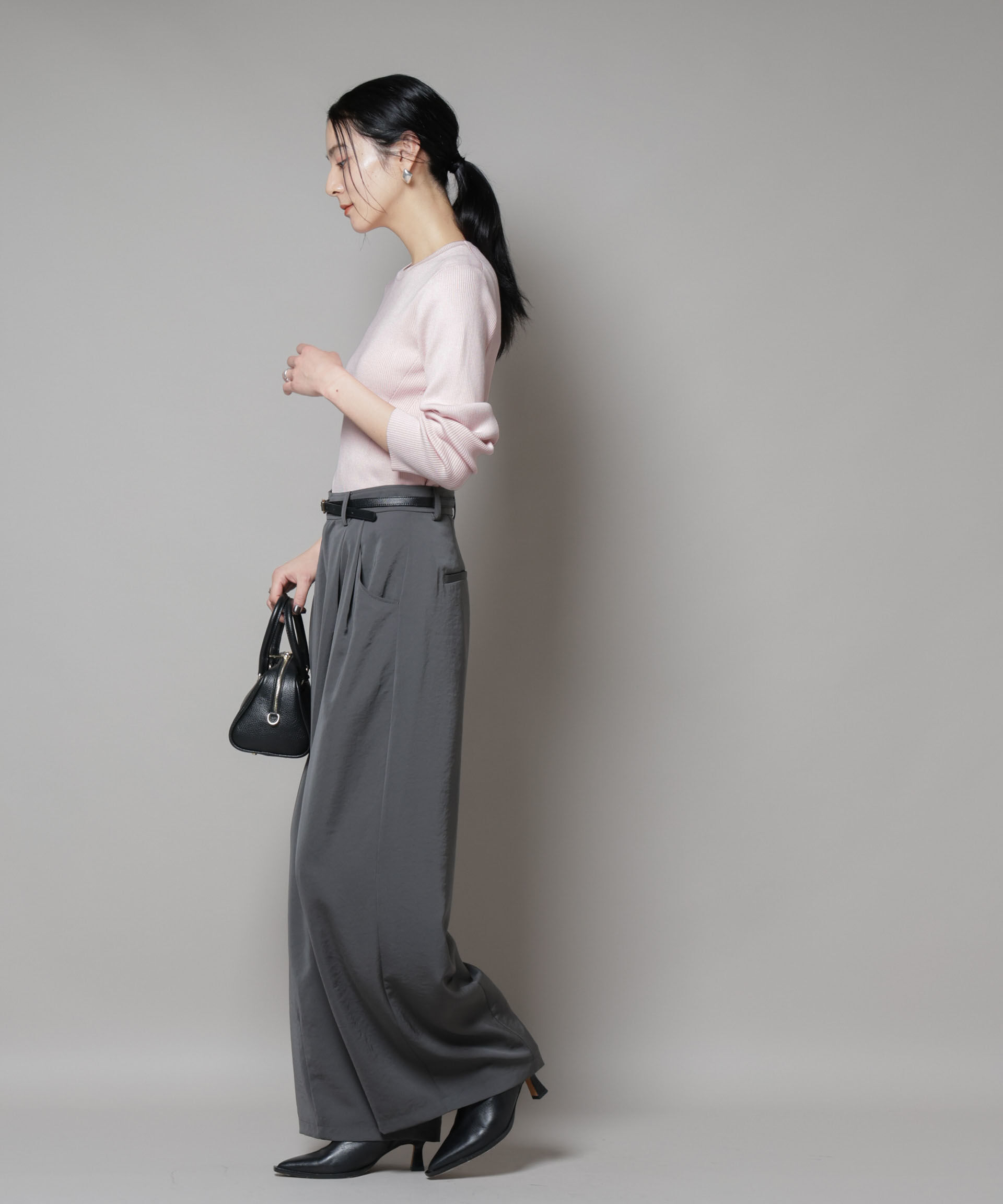 nano･universe「CICA&UVカット加工クルーネックリブニット」|ニット・セーター|