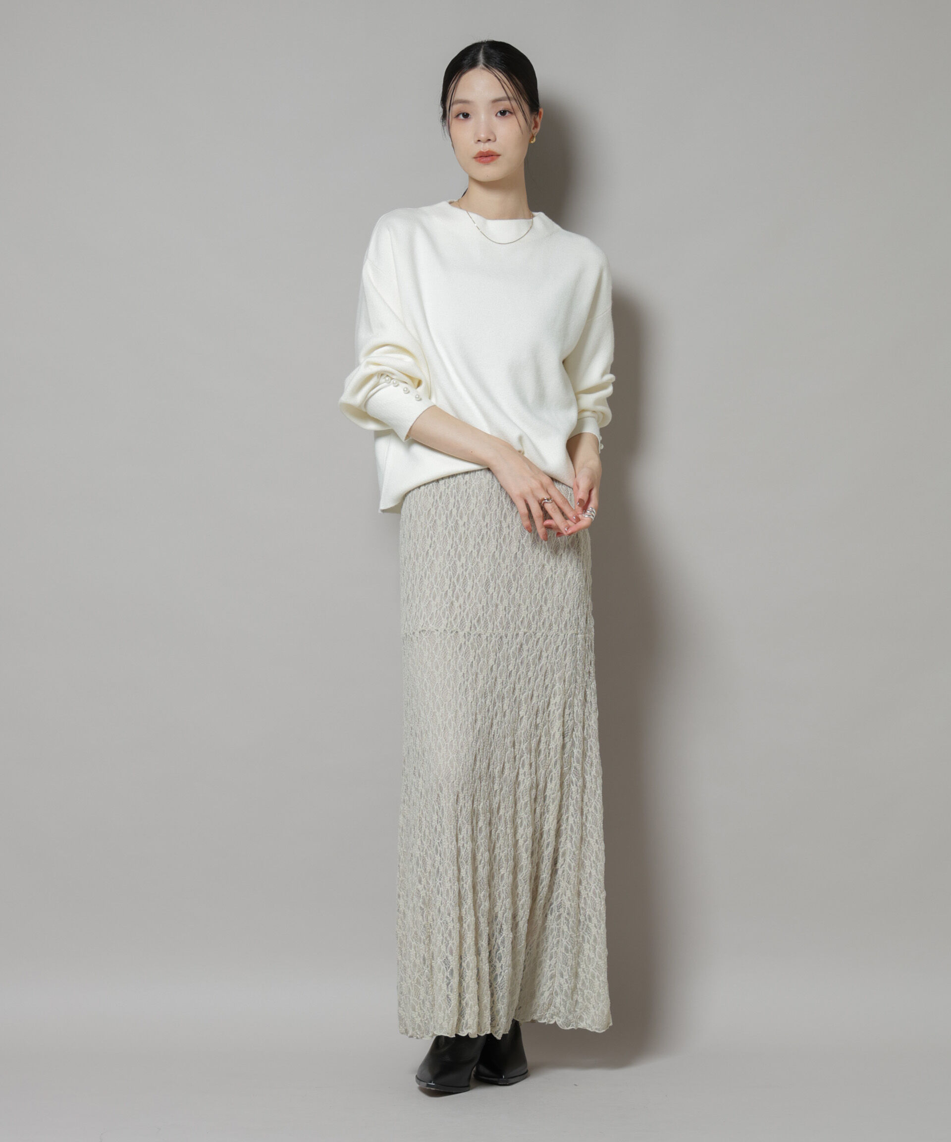 nano･universe「ミラノリブパールニットプルオーバー」|ニット・セーター|