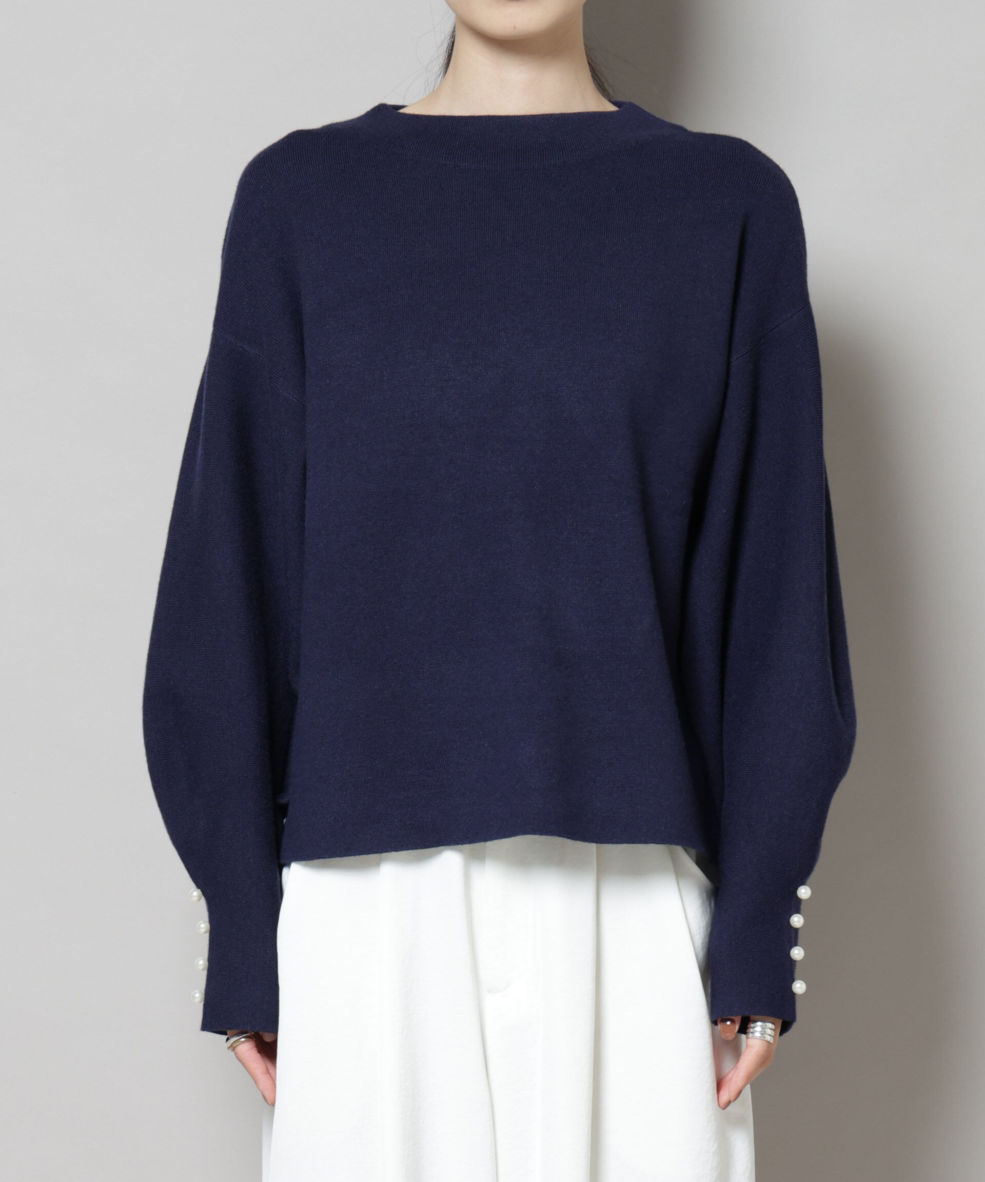 nano･universe「ミラノリブパールニットプルオーバー」|ニット・セーター|