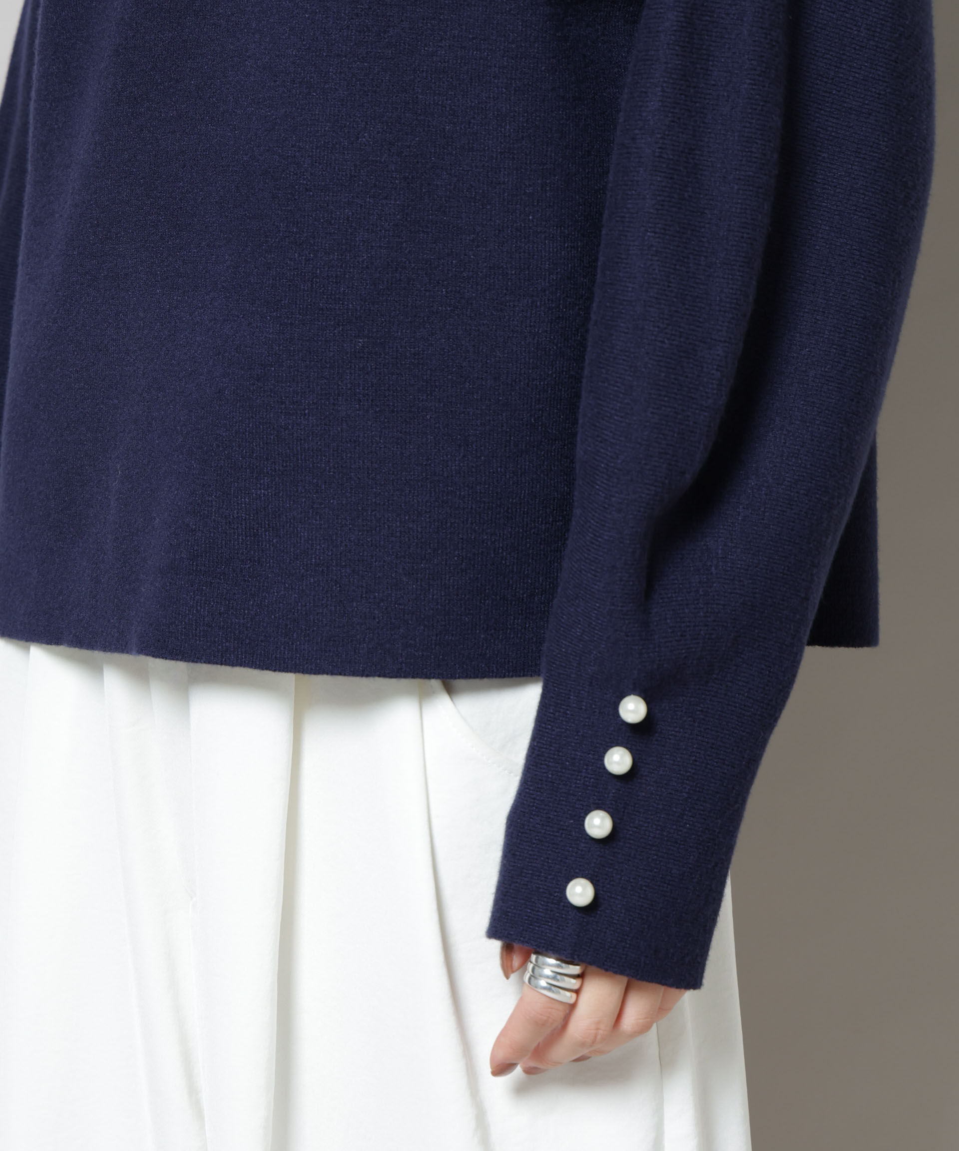 nano･universe「ミラノリブパールニットプルオーバー」|ニット・セーター|