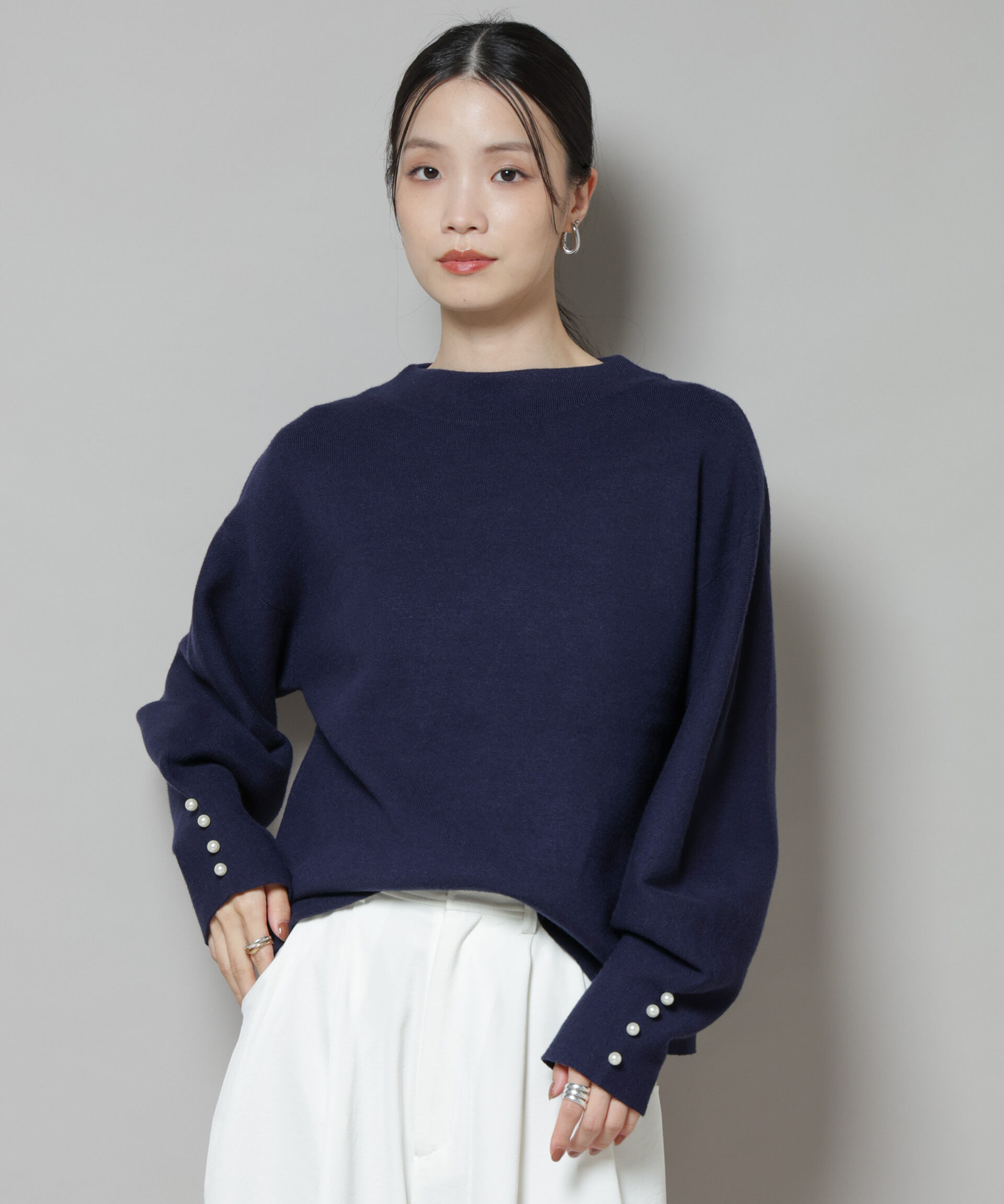 nano･universe「ミラノリブパールニットプルオーバー」|ニット・セーター|