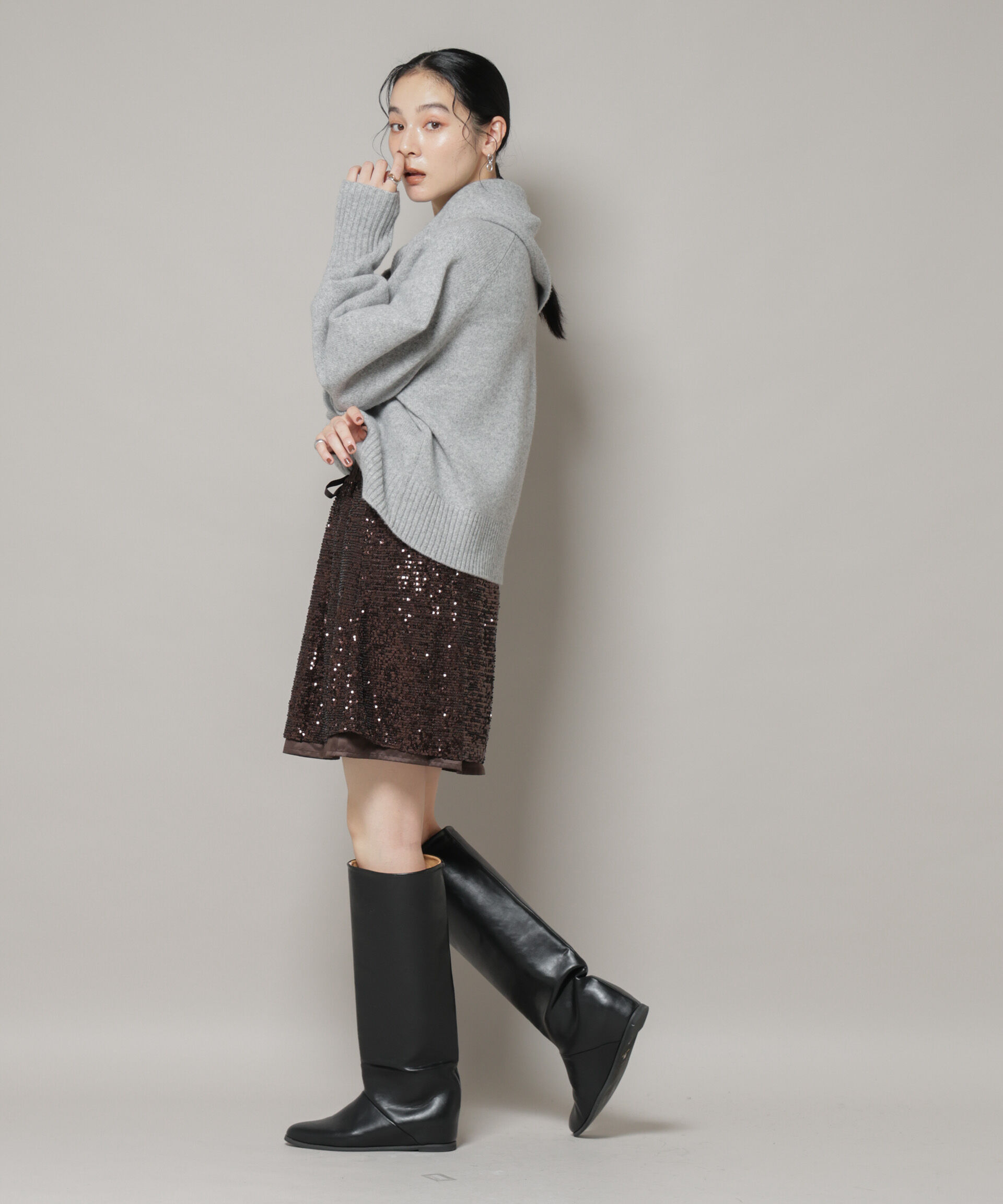 nano･universe「AQUAウールカシミヤクルーネックニットプルオーバー」|ニット・セーター|