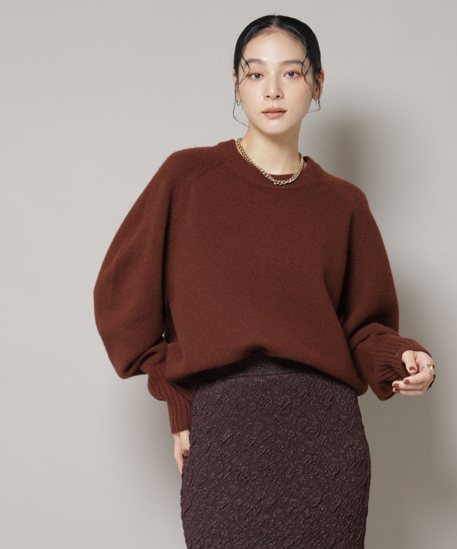 nano･universe「AQUAウールカシミヤクルーネックニットプルオーバー」|ニット・セーター|