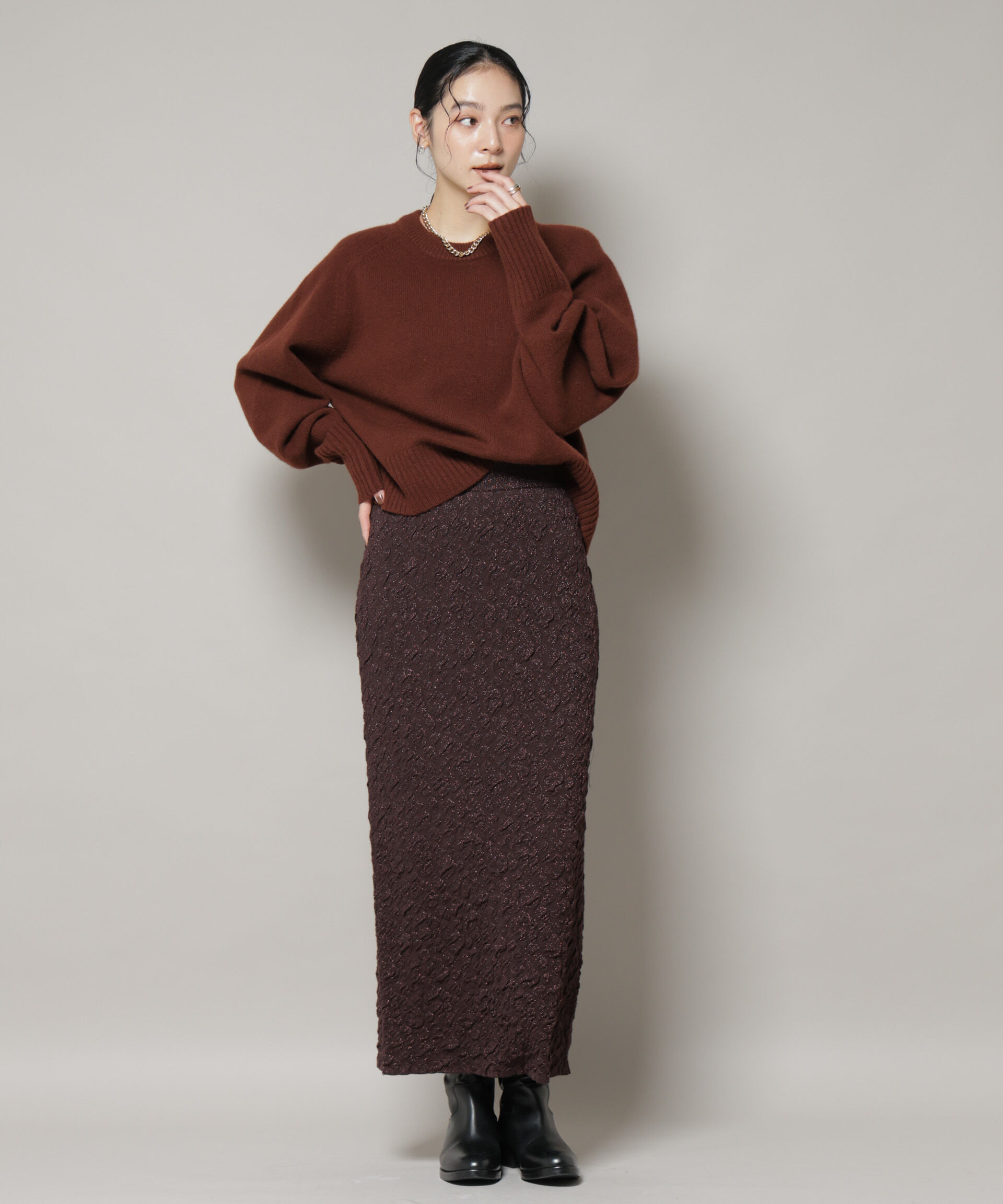 nano･universe「AQUAウールカシミヤクルーネックニットプルオーバー」|ニット・セーター|