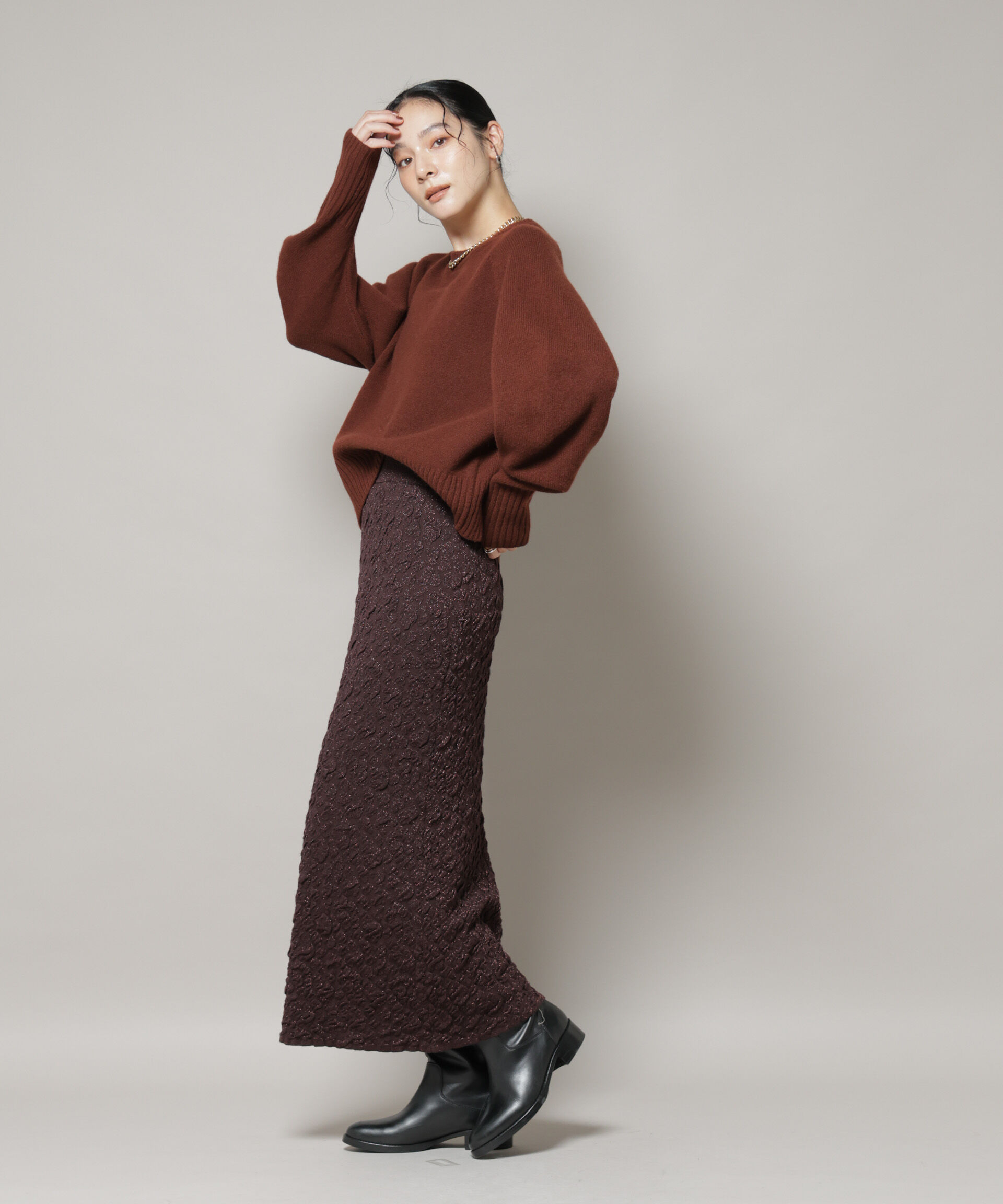 nano･universe「AQUAウールカシミヤクルーネックニットプルオーバー」|ニット・セーター|