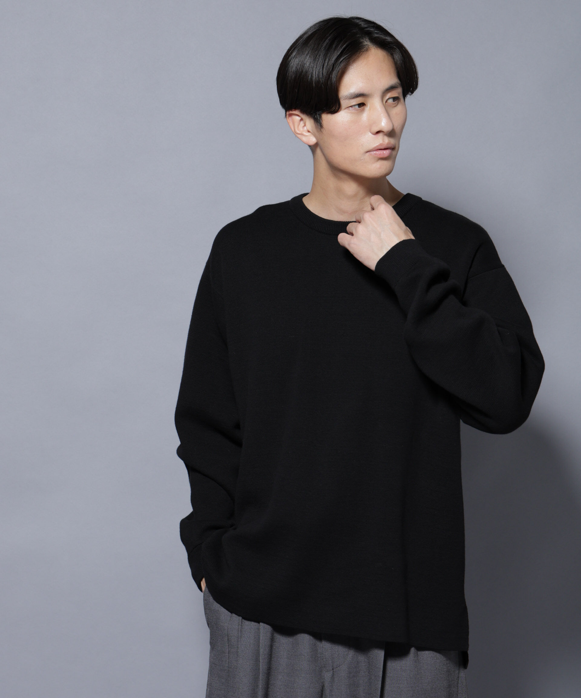 nano･universe「ミラノリブ ワイドクルーネックニット」|ニット・セーター|