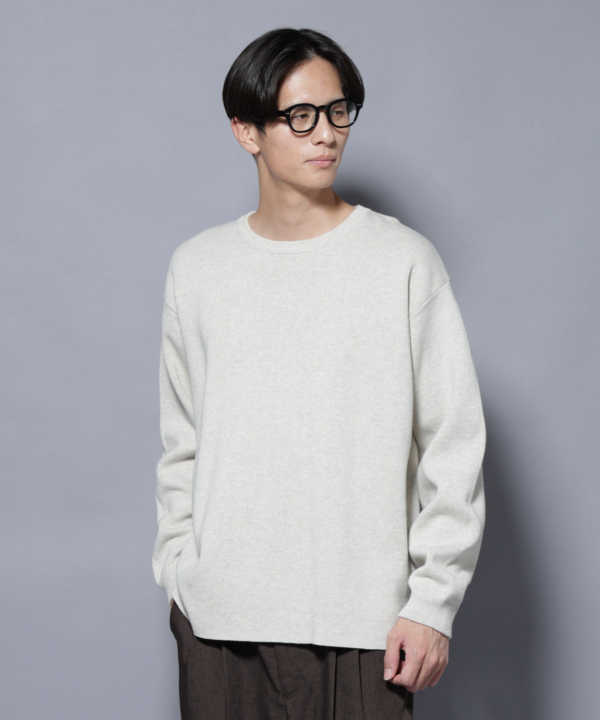 nano･universe「ミラノリブ ワイドクルーネックニット」|ニット・セーター|アイボリー7