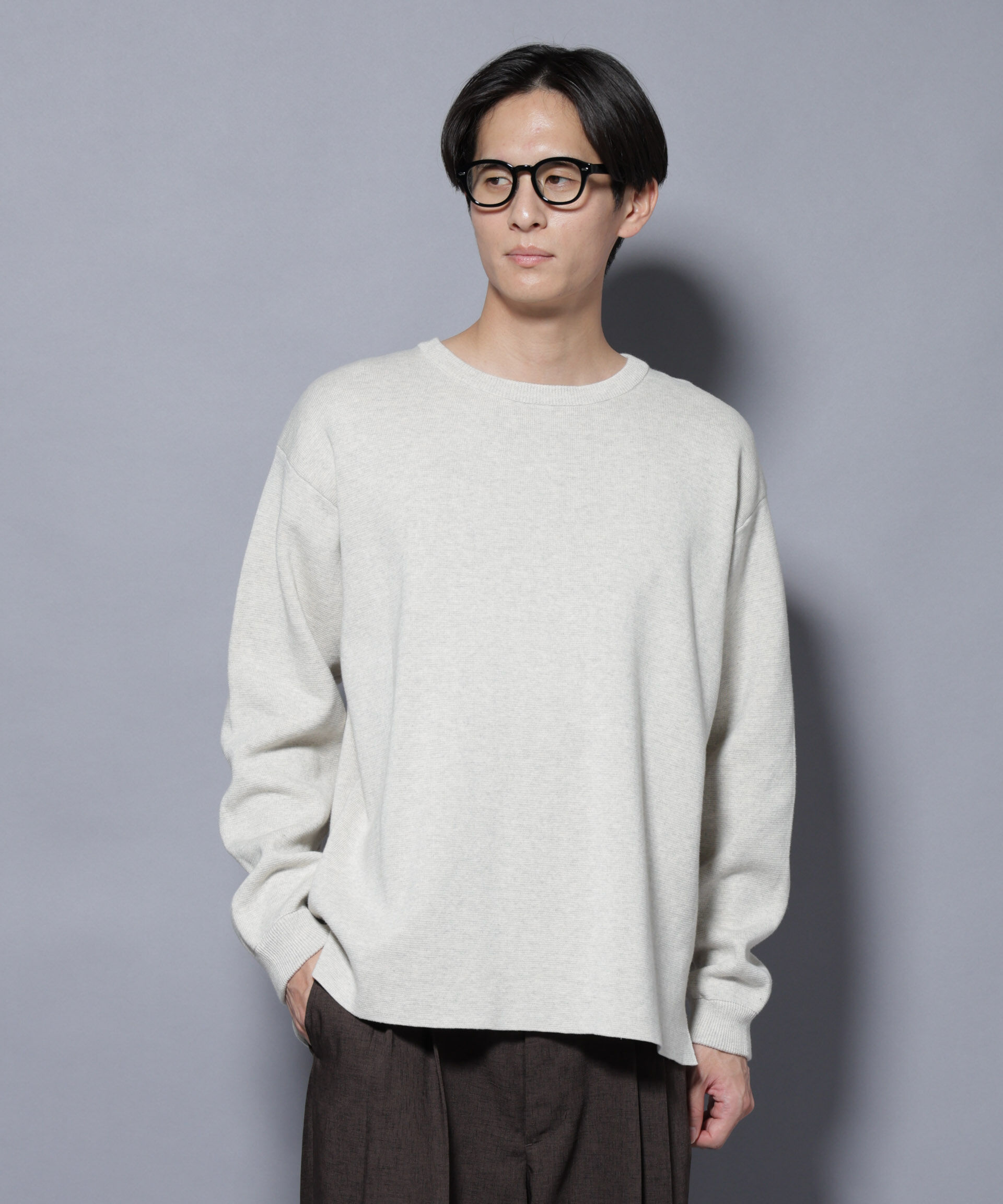 nano･universe「ミラノリブ ワイドクルーネックニット」|ニット・セーター|