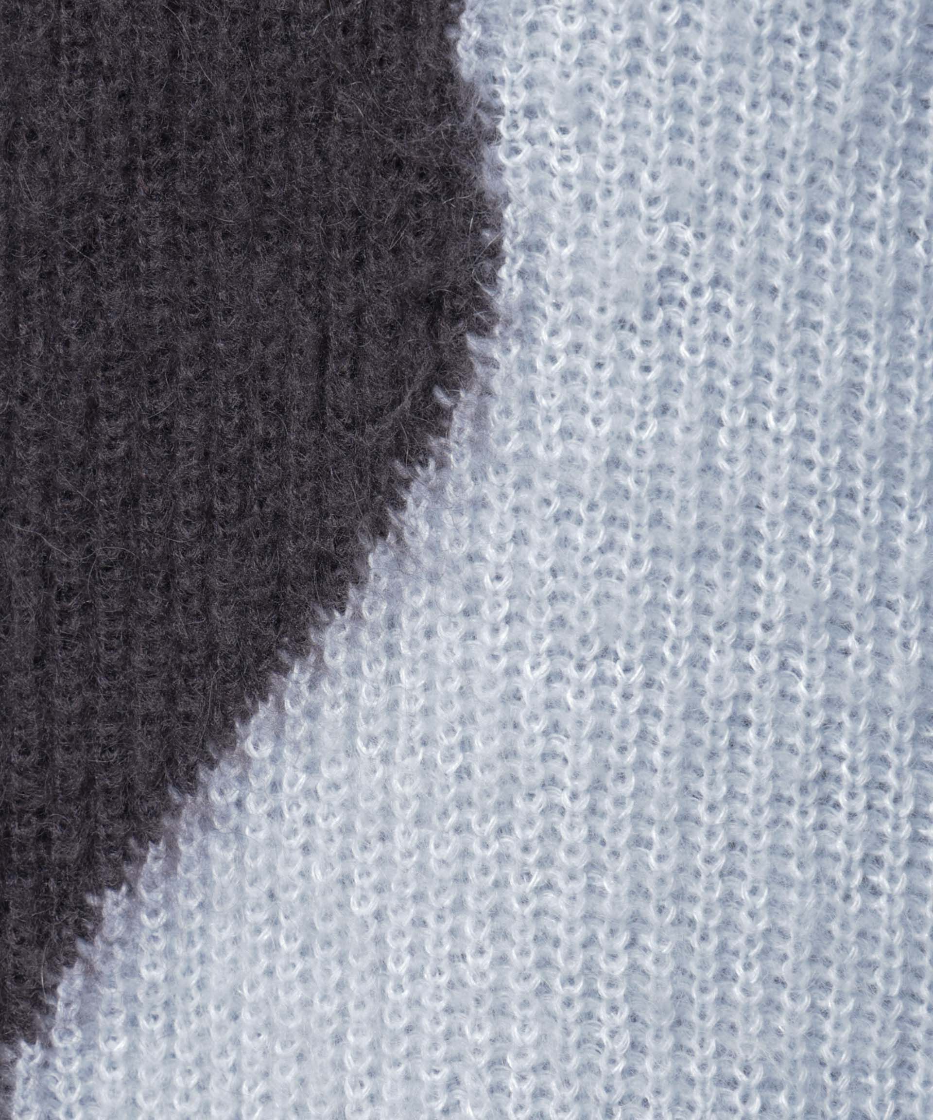 nano･universe「モヘヤ起毛カーブパターンブロッキングニット」|ニット・セーター|