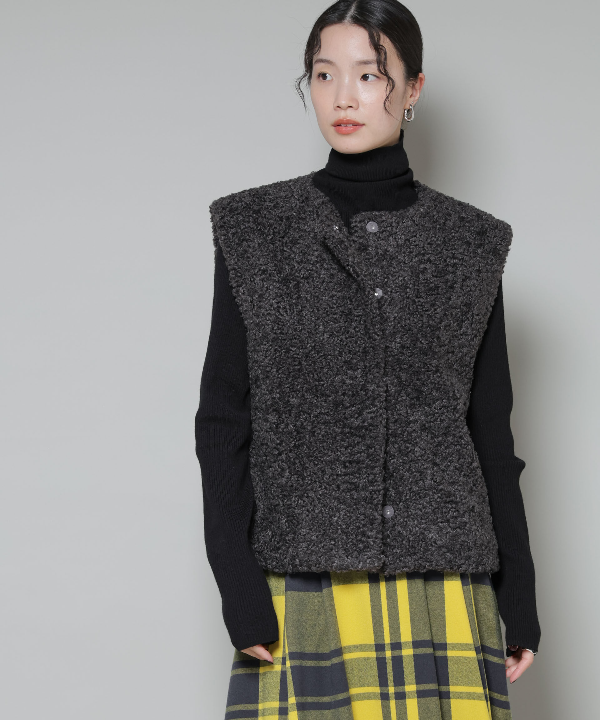 nano･universe「洗濯機洗可メタルボタンリブニット」|ニット・セーター|