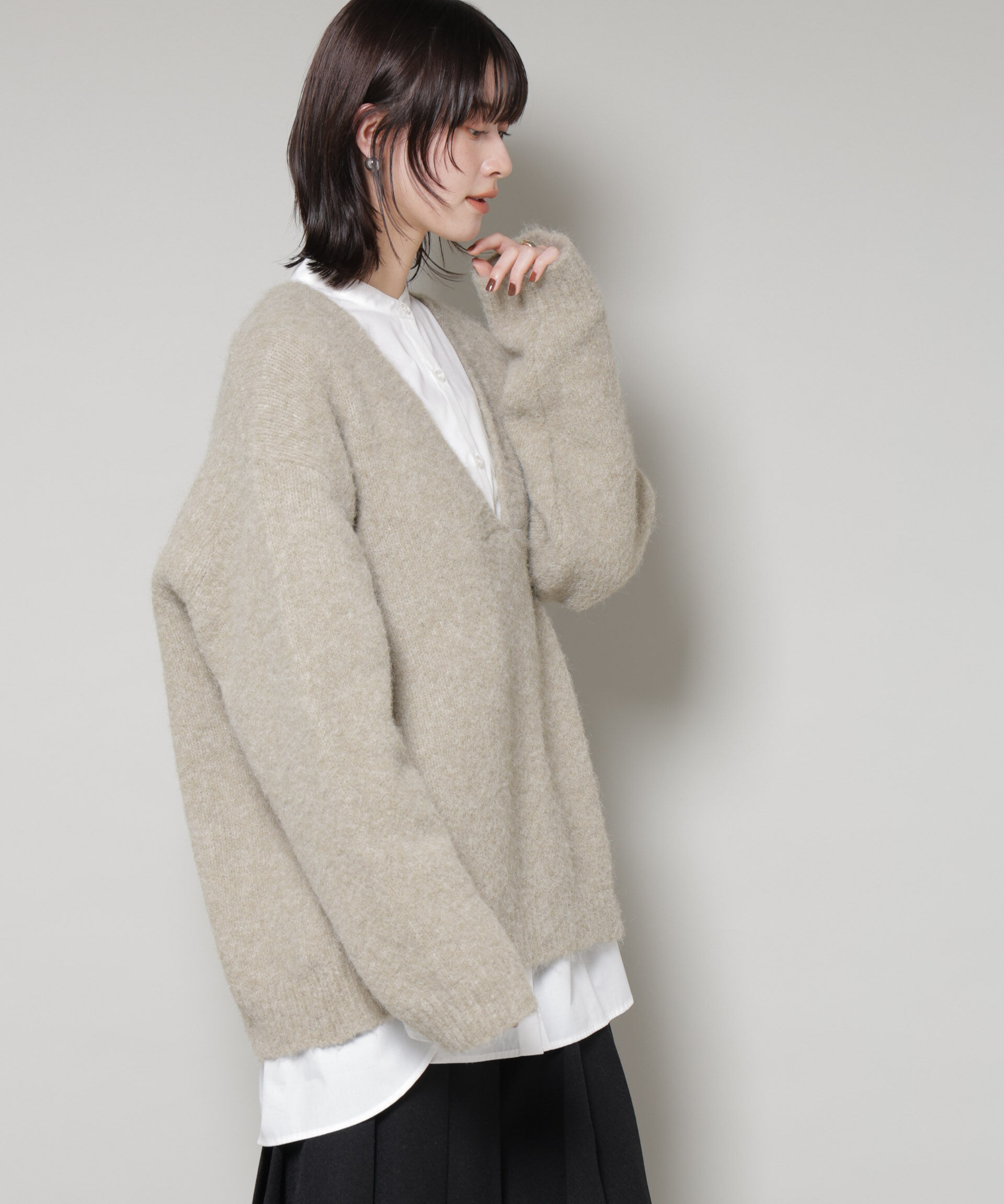 nano･universe「深Vネックオーバーニットプルオーバー」|ニット・セーター|