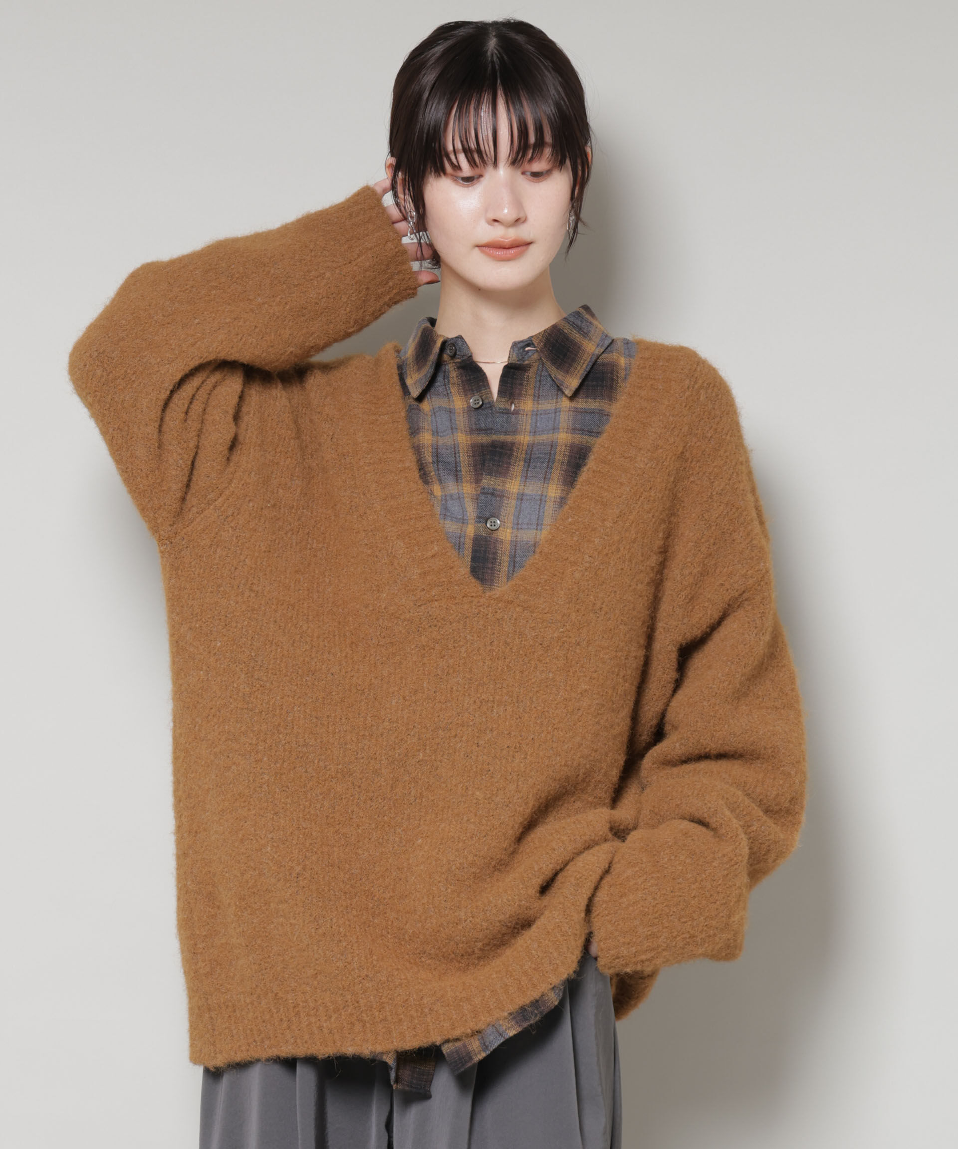 nano･universe「深Vネックオーバーニットプルオーバー」|ニット・セーター|