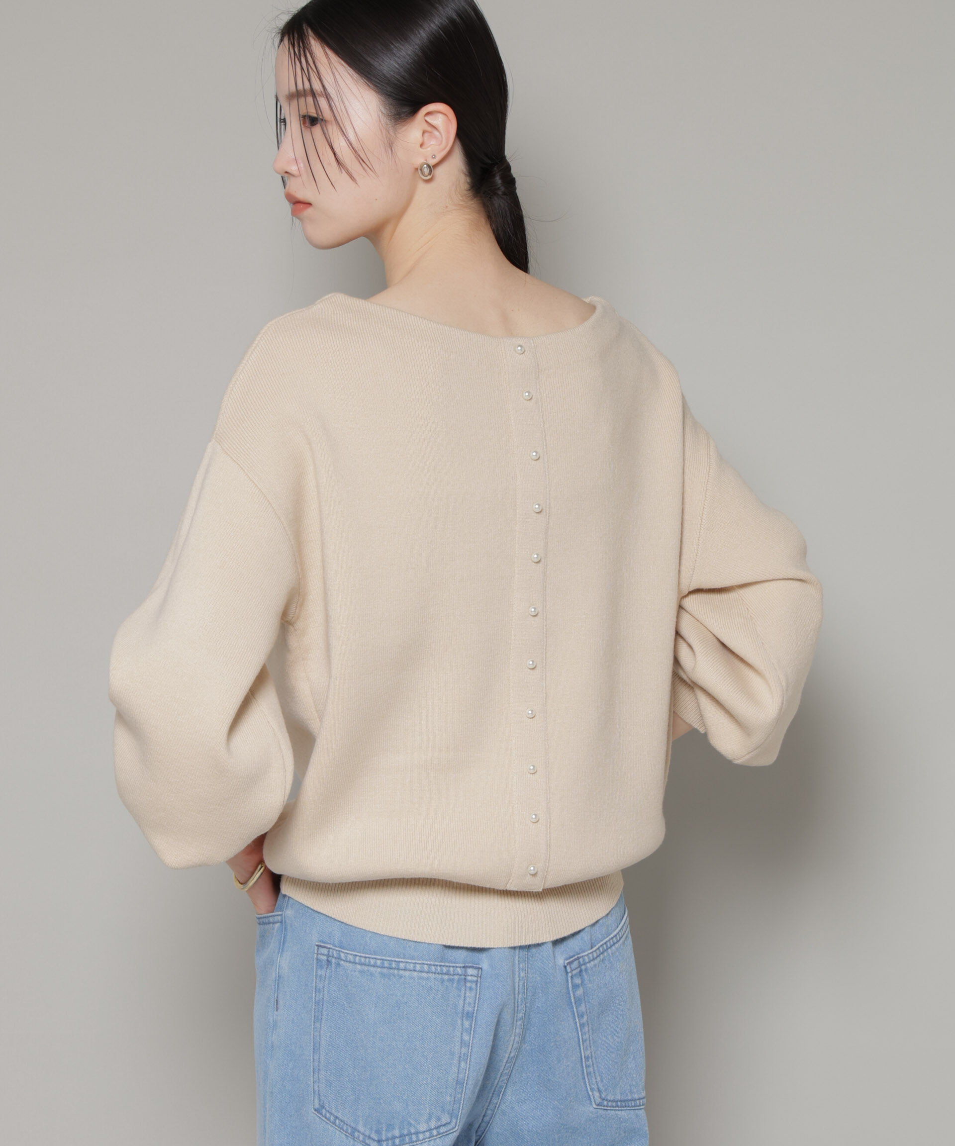 nano･universe「前後2wayセンターパール釦プルオーバーニット」|ニット・セーター|