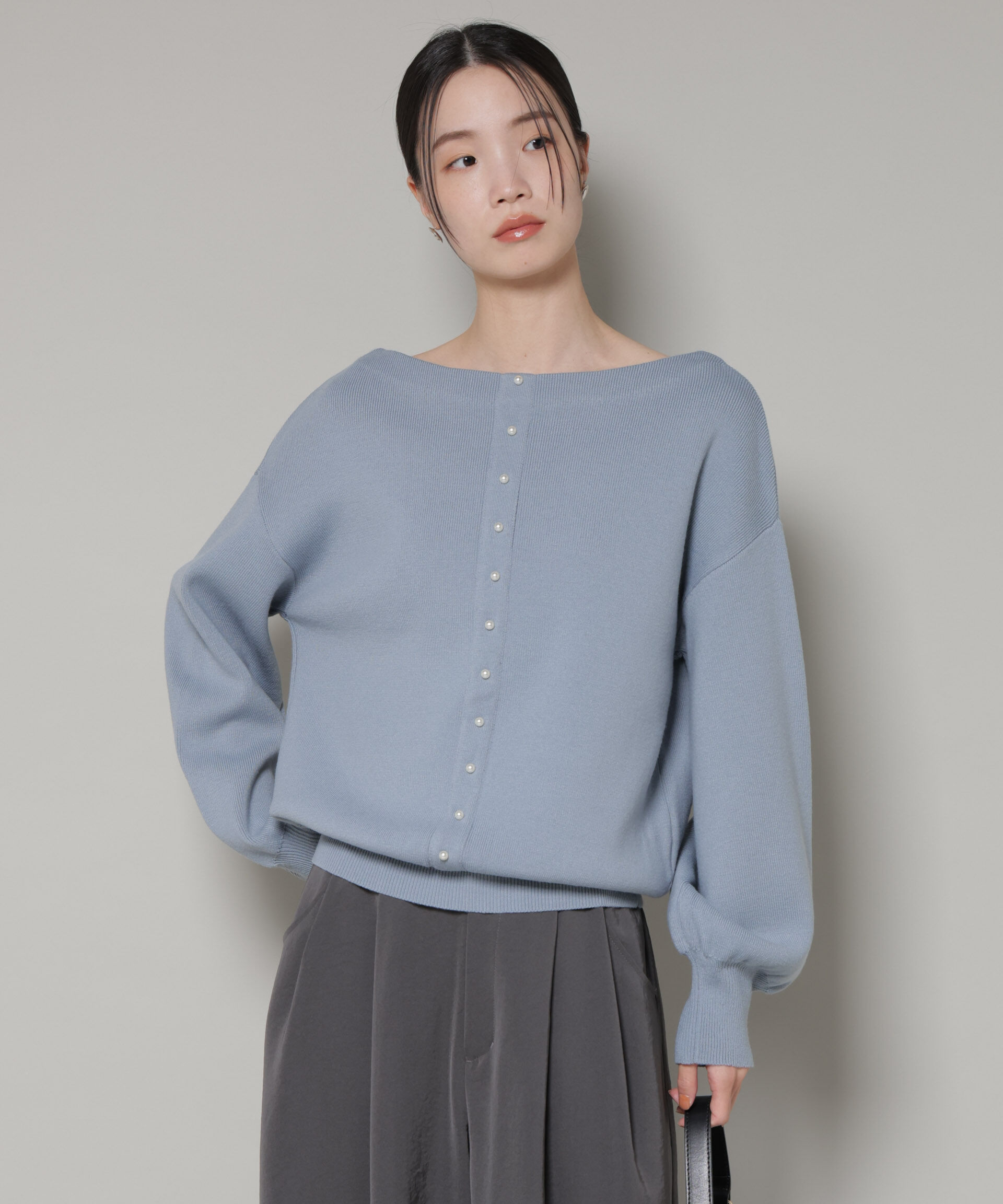 nano･universe「前後2wayセンターパール釦プルオーバーニット」|ニット・セーター|