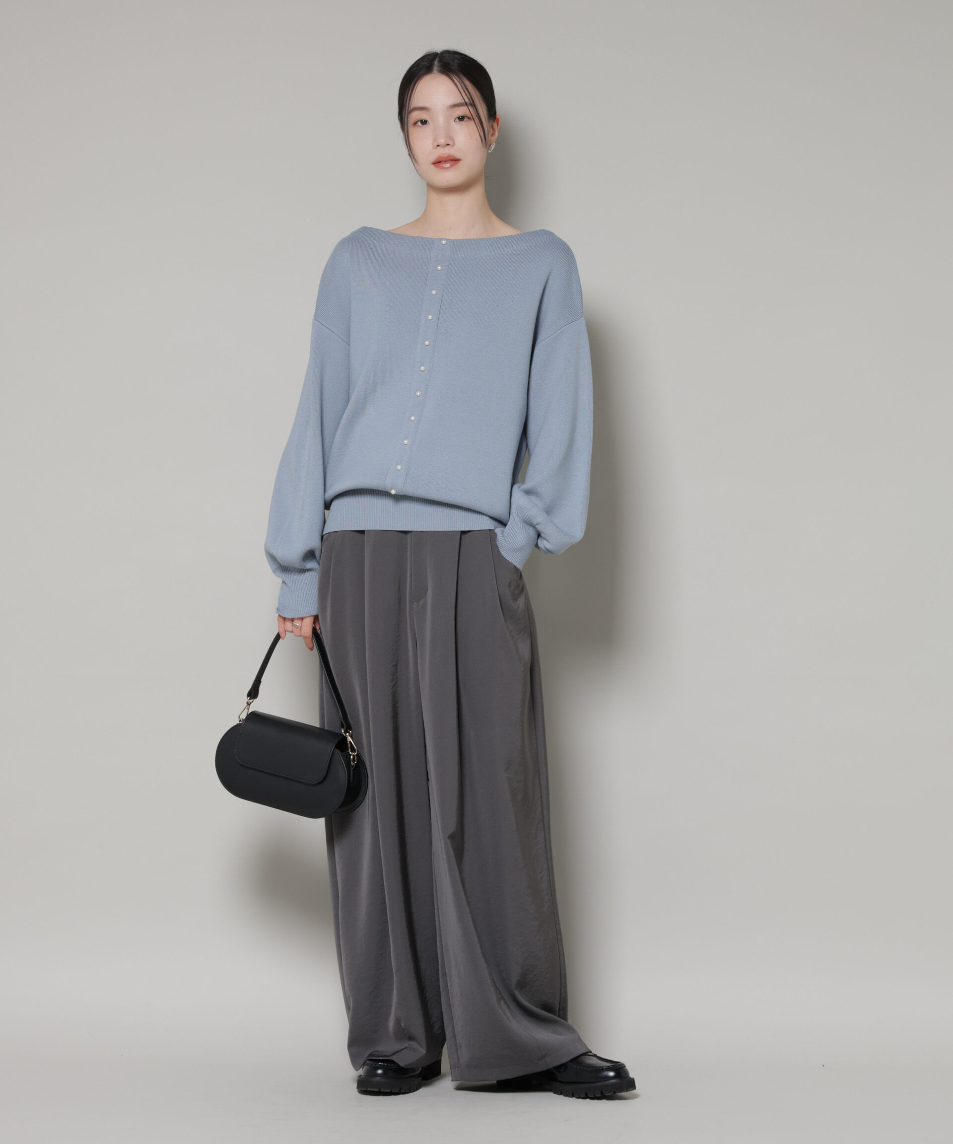 nano･universe「前後2wayセンターパール釦プルオーバーニット」|ニット・セーター|