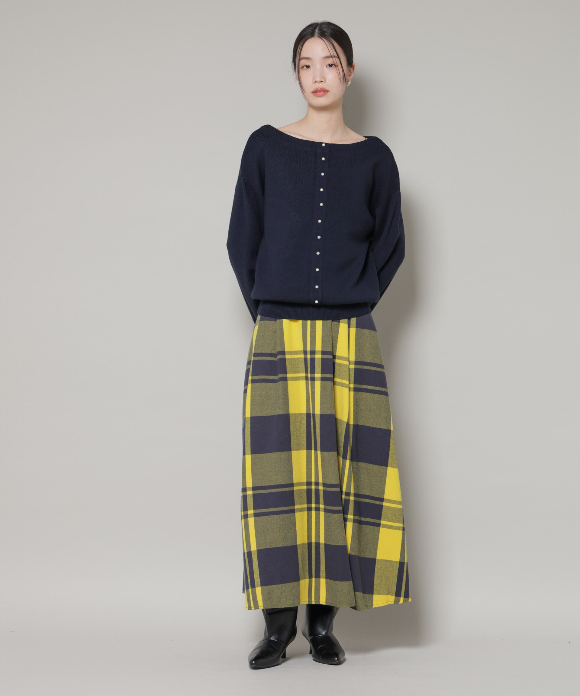 nano･universe「前後2wayセンターパール釦プルオーバーニット」|ニット・セーター|