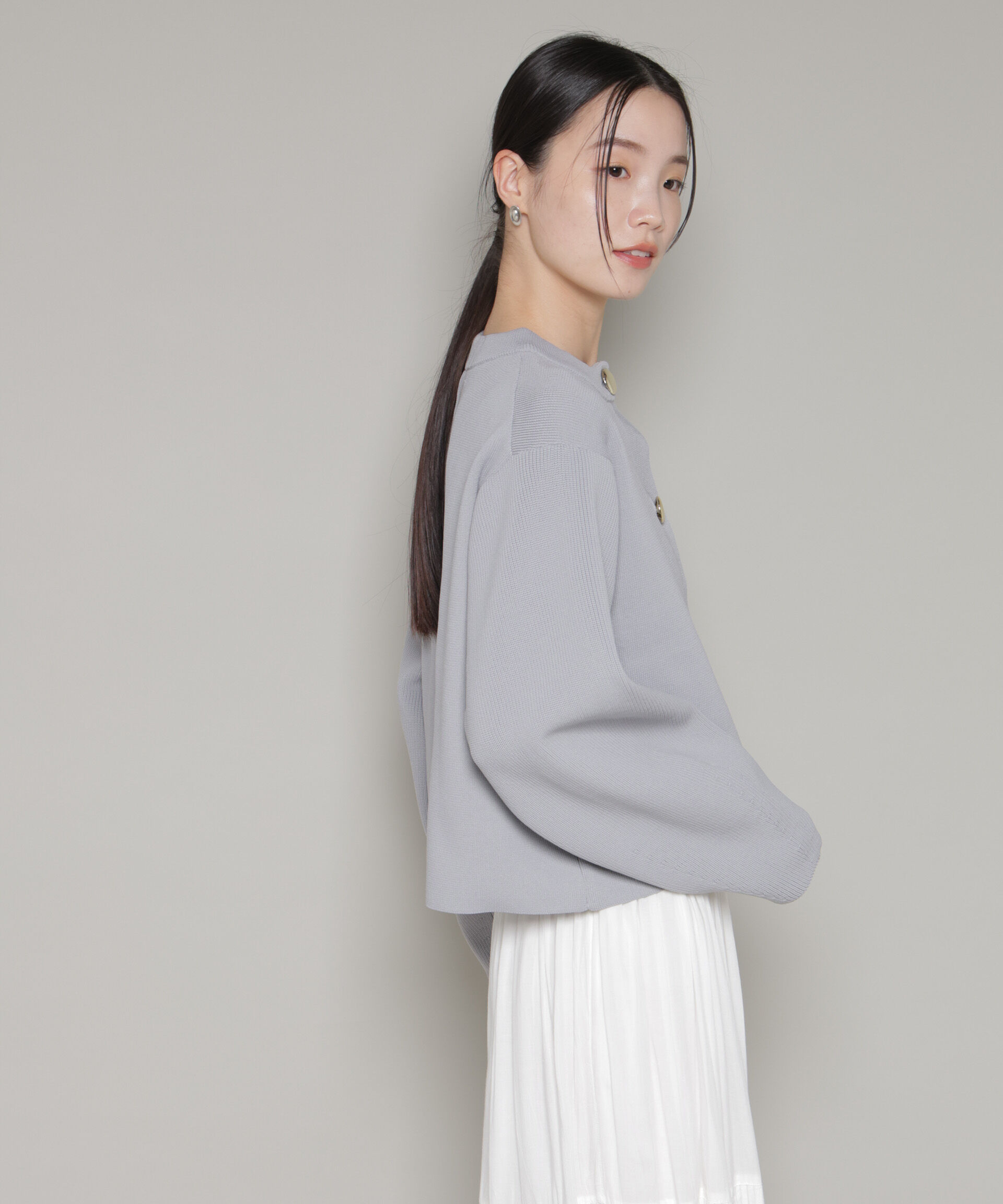 nano･universe「ビッグボタンクルーネックニットカーディガン」|ニット・セーター|