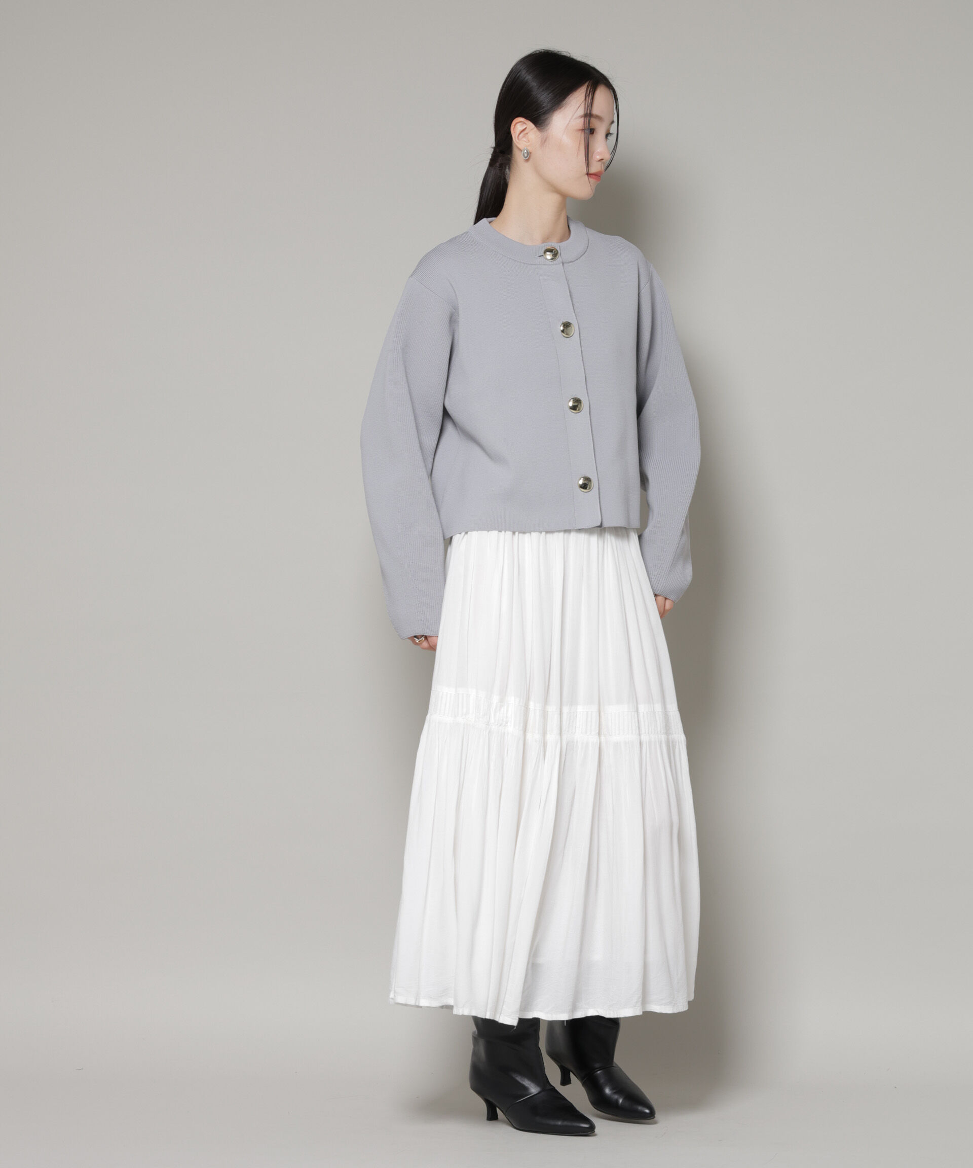 nano･universe「ビッグボタンクルーネックニットカーディガン」|ニット・セーター|