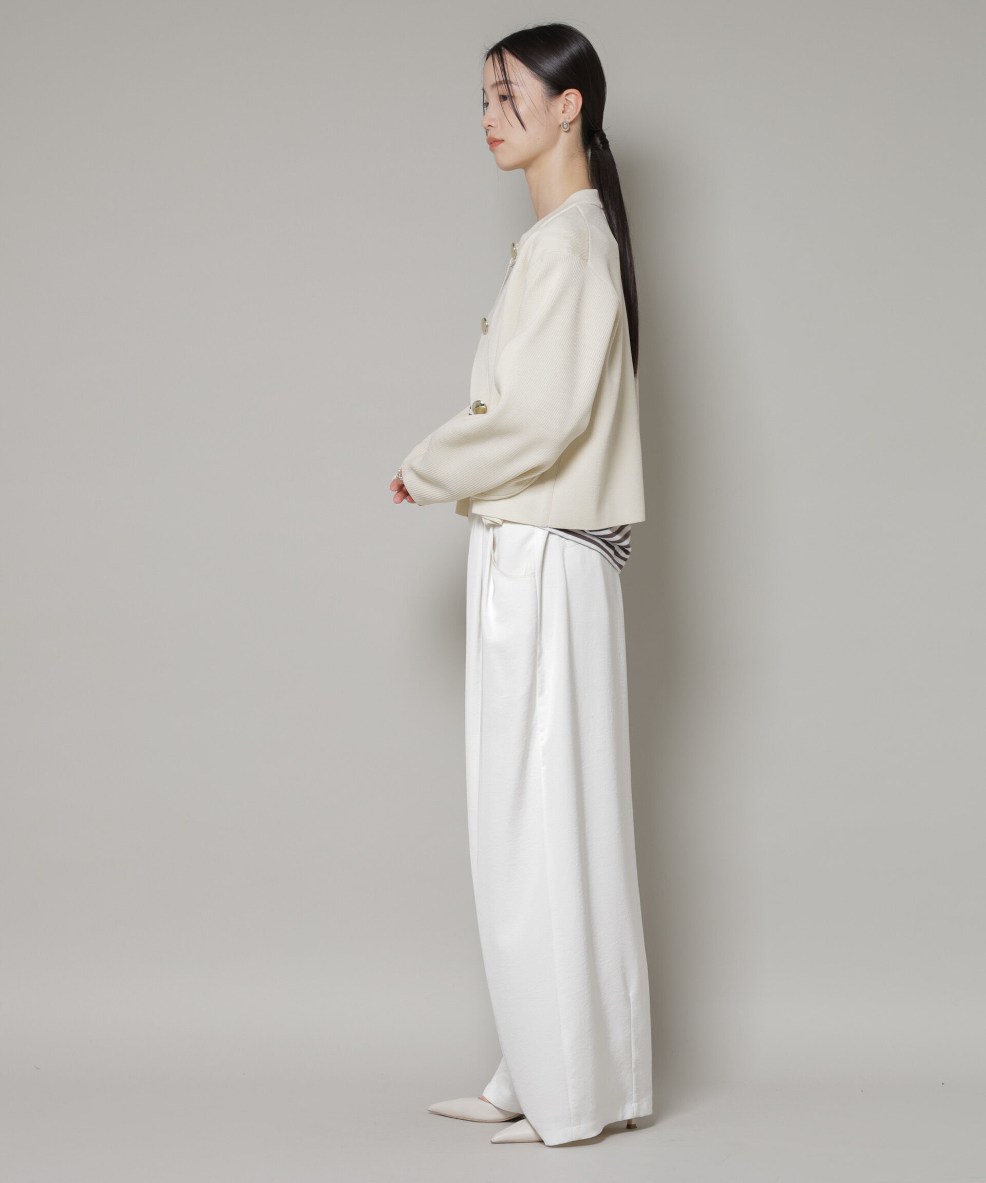 nano･universe「ビッグボタンクルーネックニットカーディガン」|ニット・セーター|