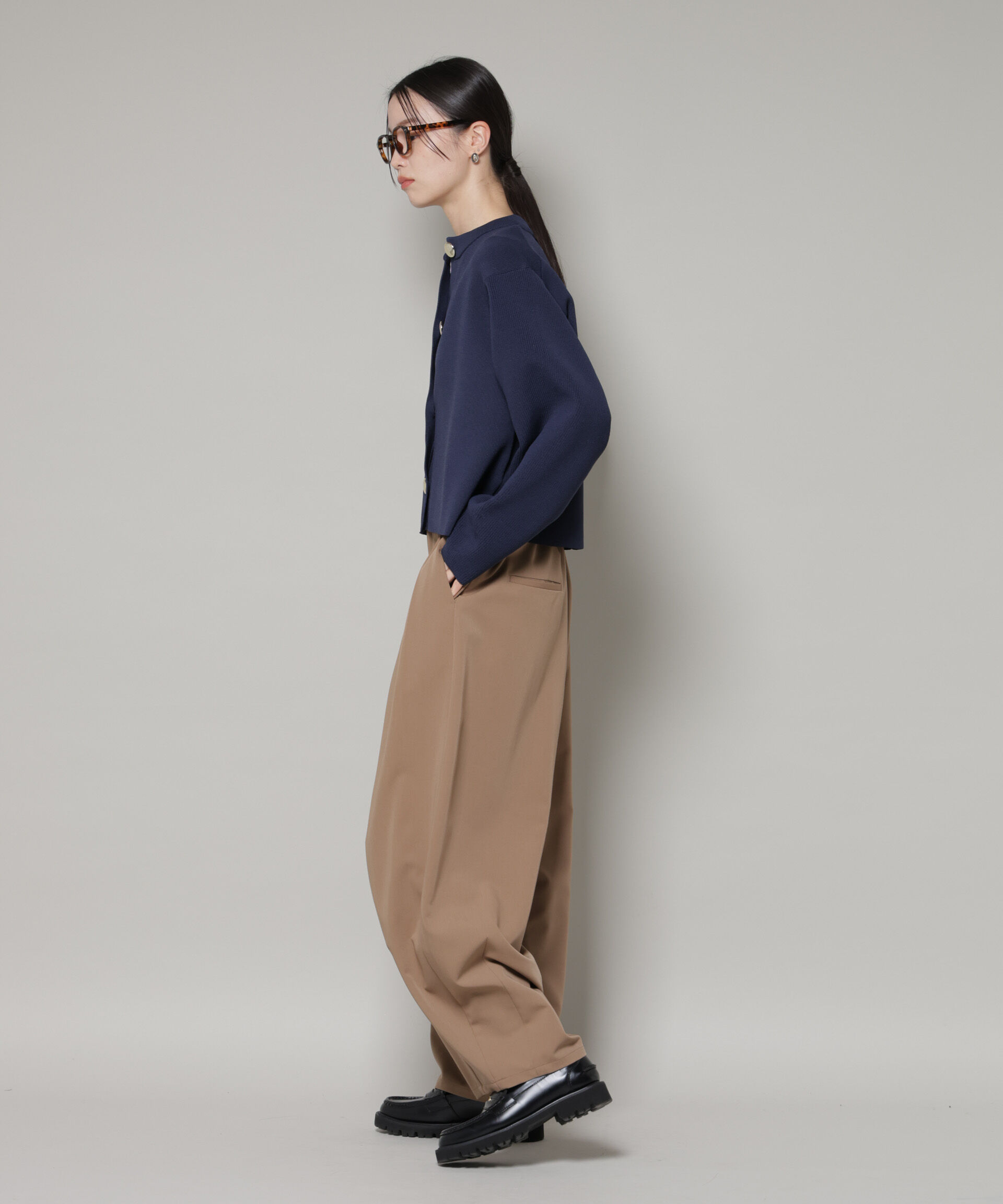 nano･universe「ビッグボタンクルーネックニットカーディガン」|ニット・セーター|