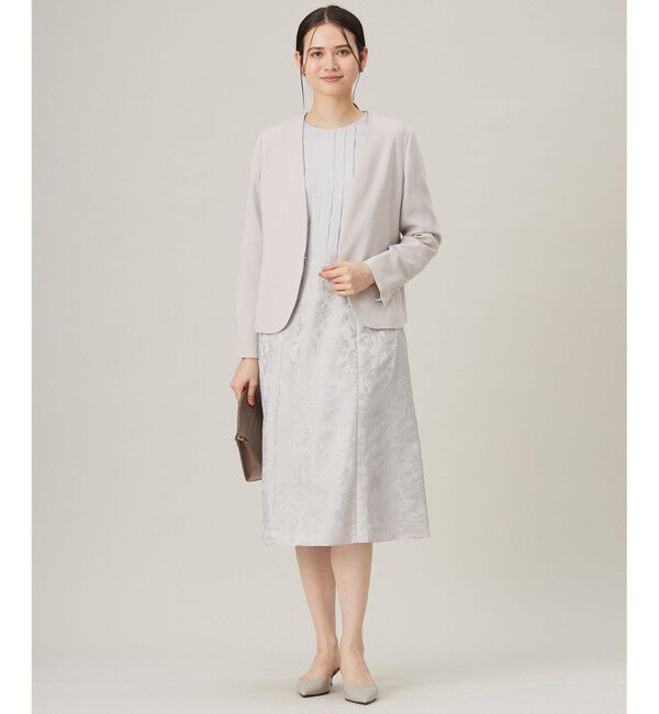 自由区「【セットアップ対応・洗える】トリアセダブルクロスノーカラー ジャケット」|ノーカラージャケット|