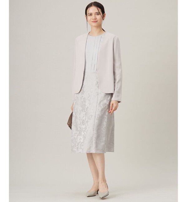 自由区「【セットアップ対応・洗える】トリアセダブルクロスノーカラー ジャケット」|ノーカラージャケット|