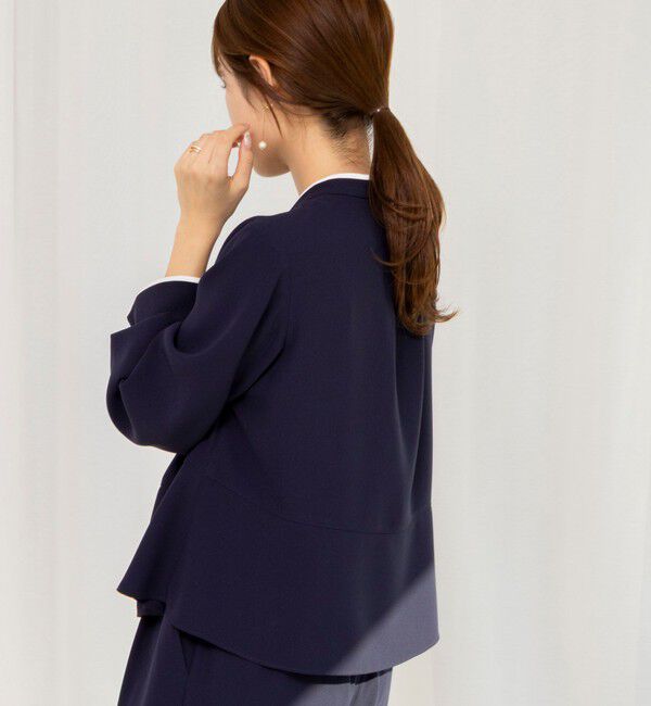 NOLLEY'S「《セットアップ対応》ウォッシャブルストレッチジョーゼットボウタイ風ペプラムブラウス」|シャツ・ブラウス|