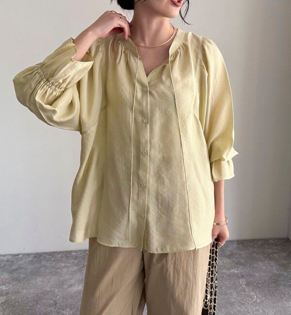 fredy emue「シャイニーシアー2WAYギャザーブラウス」|シャツ・ブラウス|