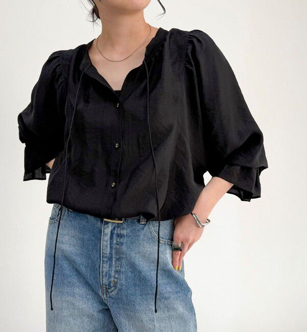 fredy emue「シャイニーシアー2WAYギャザーブラウス」|シャツ・ブラウス|