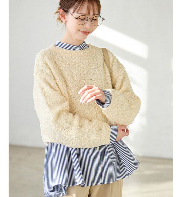 Rope&rsquo;Picnic「スパンコール混リボンヤーンニットプルオーバー」|ニット・セーター|