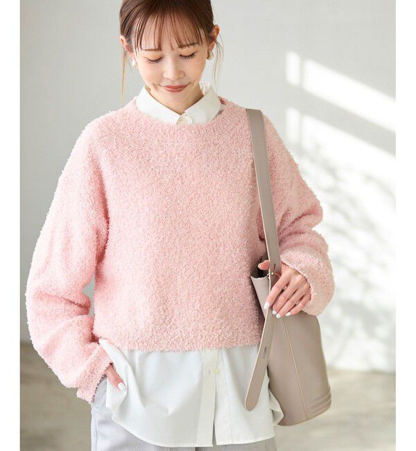 Rope&rsquo;Picnic「スパンコール混リボンヤーンニットプルオーバー」|ニット・セーター|ピンク系(65)