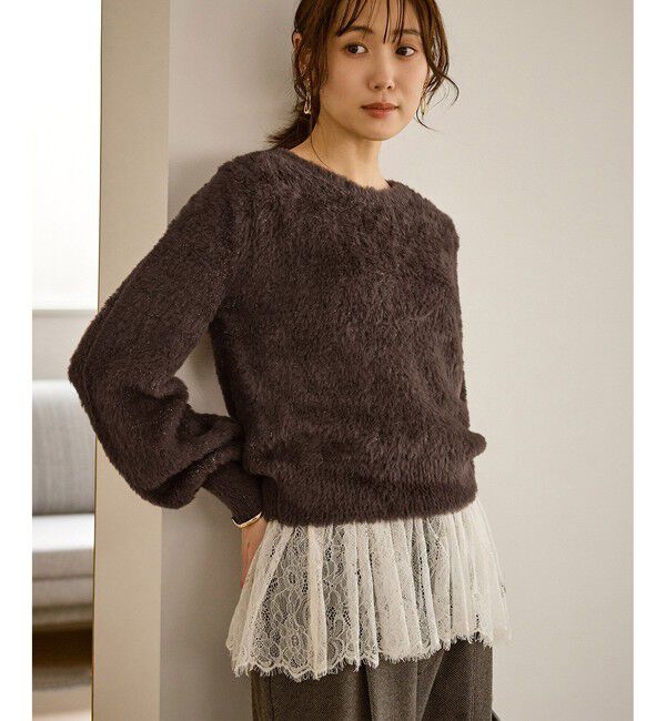 Rope&rsquo;Picnic「ショートフェザーニットプルオーバー」|ニット・セーター|ブラウン(20)