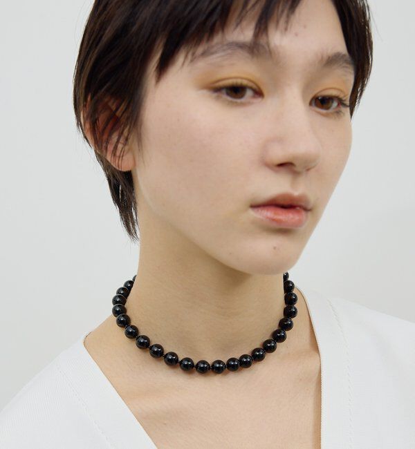  「【Lemme.&times;2.718】ジェムストーンネックレス」|リング|ブラック
