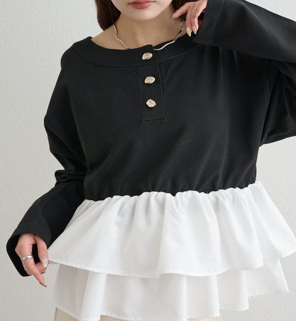  「ペプラムヘンリーニット」|ニット・セーター|ブラック