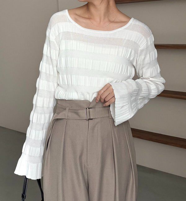  「ランダムリブプルオーバー」|ニット・セーター|ホワイト