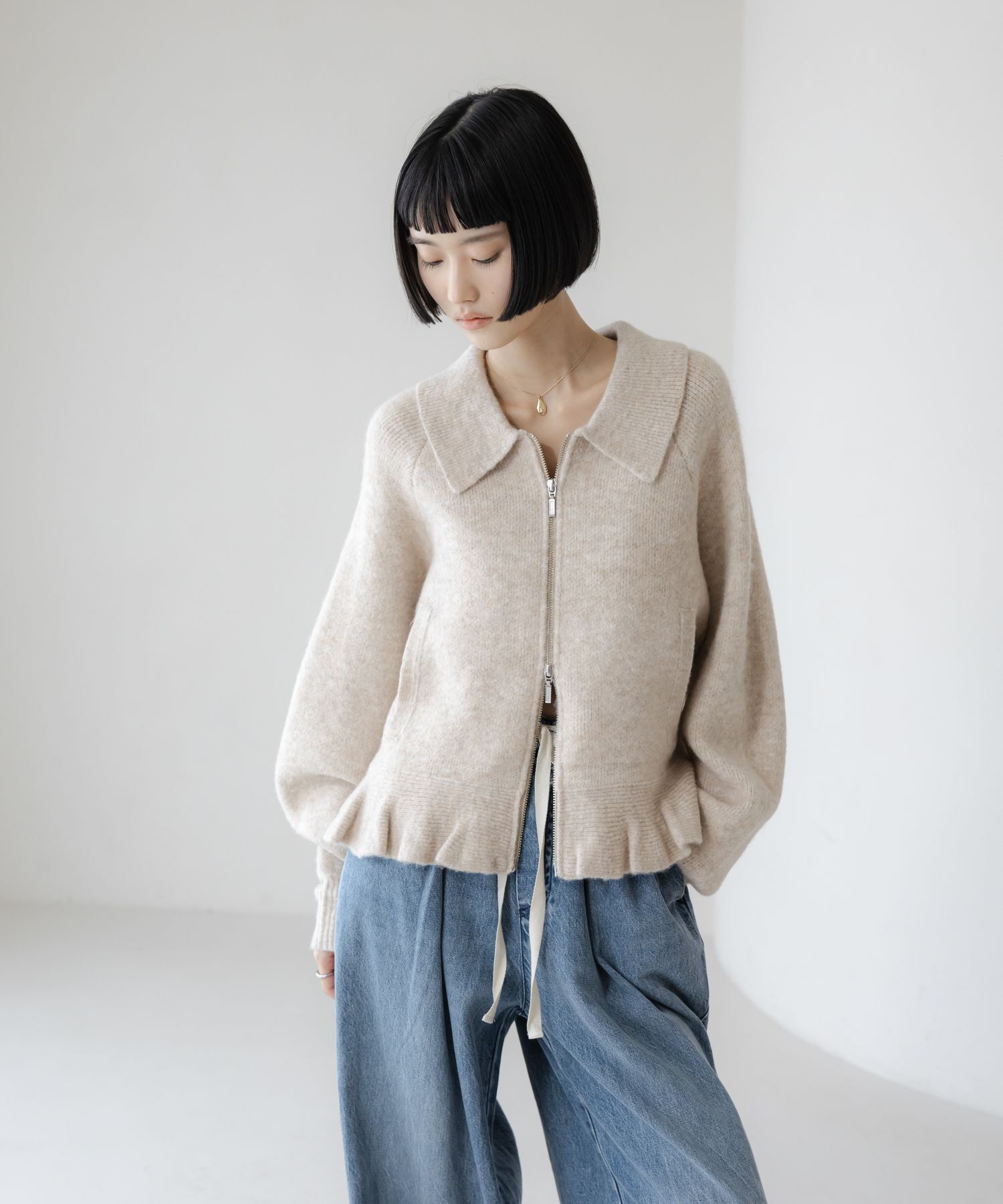 LOWRYS FARM「エリニットフリルブルゾン」|その他|