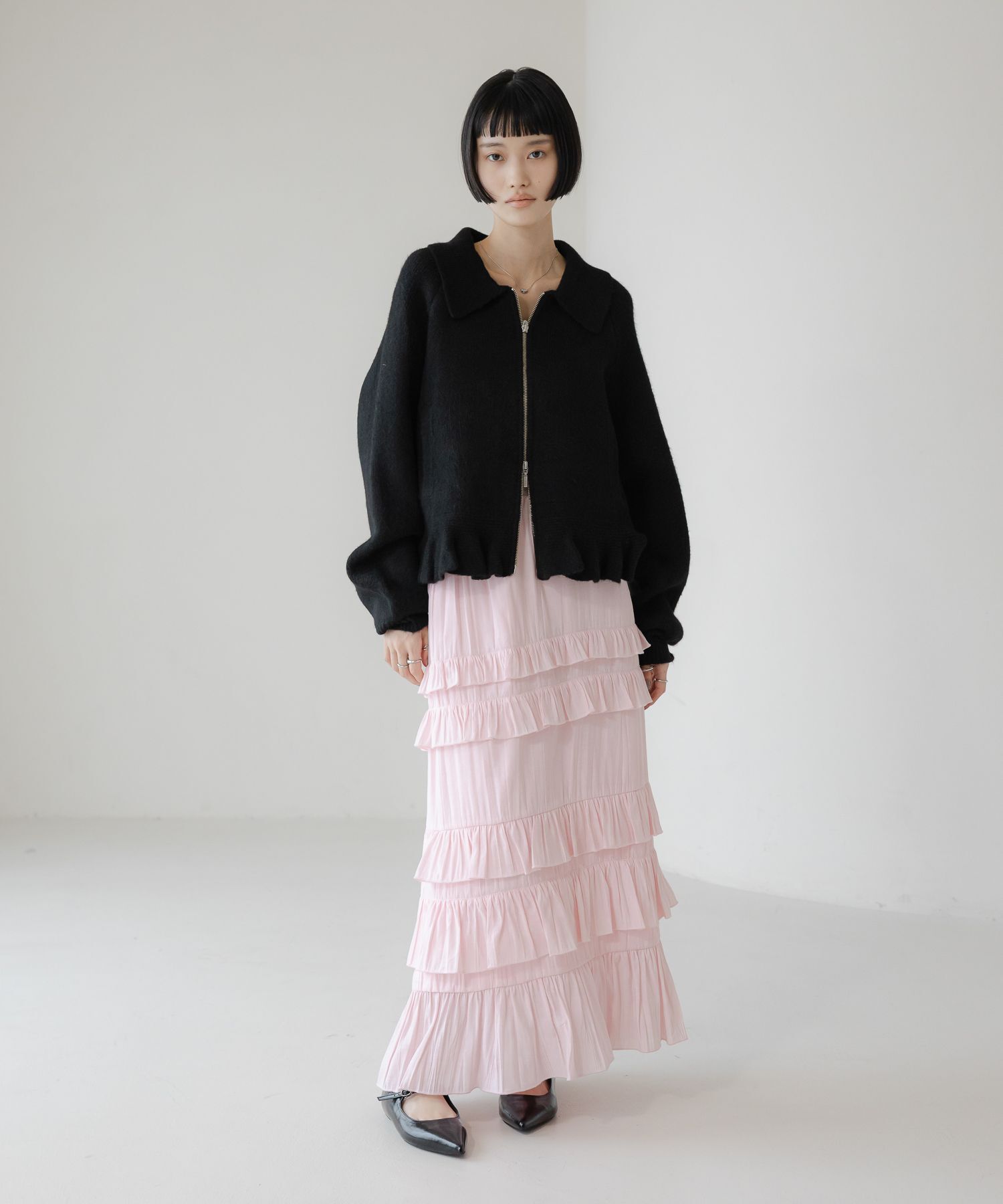 LOWRYS FARM「エリニットフリルブルゾン」|その他|