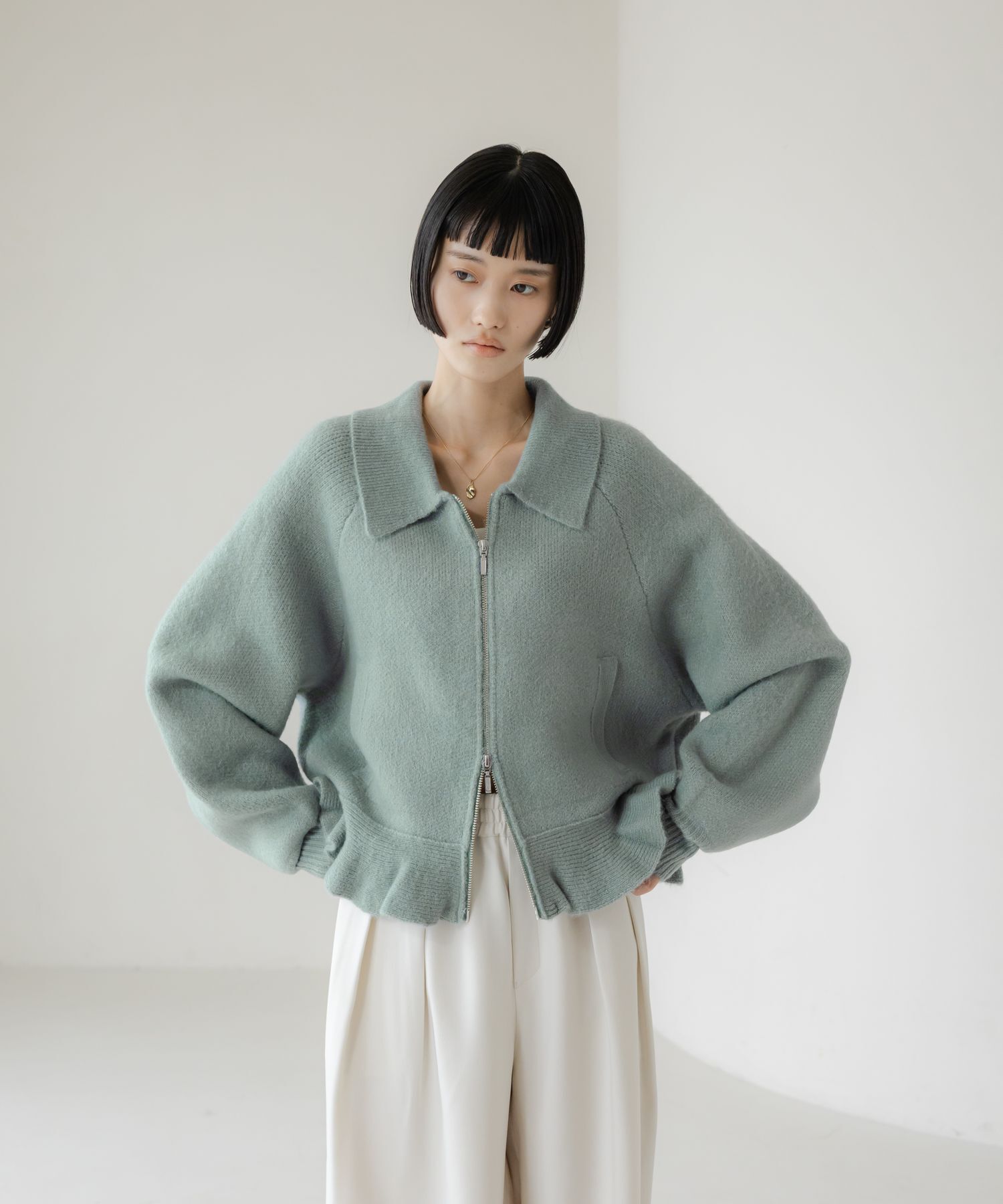 LOWRYS FARM「エリニットフリルブルゾン」|その他|