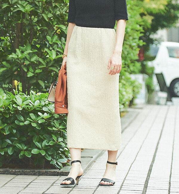 Rouge vif「変わり織り4WAYストレッチタイトスカート」|スカート|ベージュ