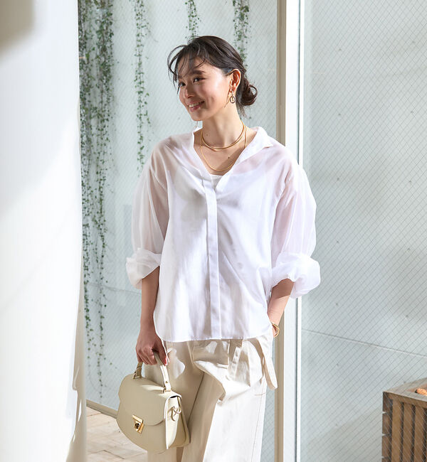 Rouge vif「タックボリューム袖シアーブラウス」|シャツ・ブラウス|