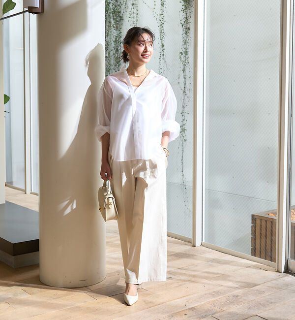 Rouge vif「タックボリューム袖シアーブラウス」|シャツ・ブラウス|